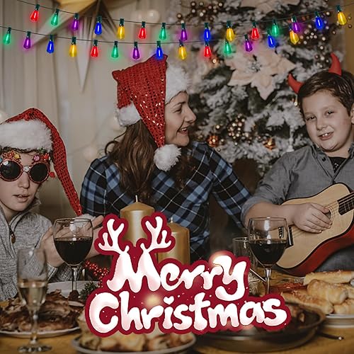 Miniatura 5 de Abeja Tira de luces ST38 de 50 pies para exteriores, luces de patio multicolor con 25+2 bombillas ST38 Edison coloridas, luces LED inastillables