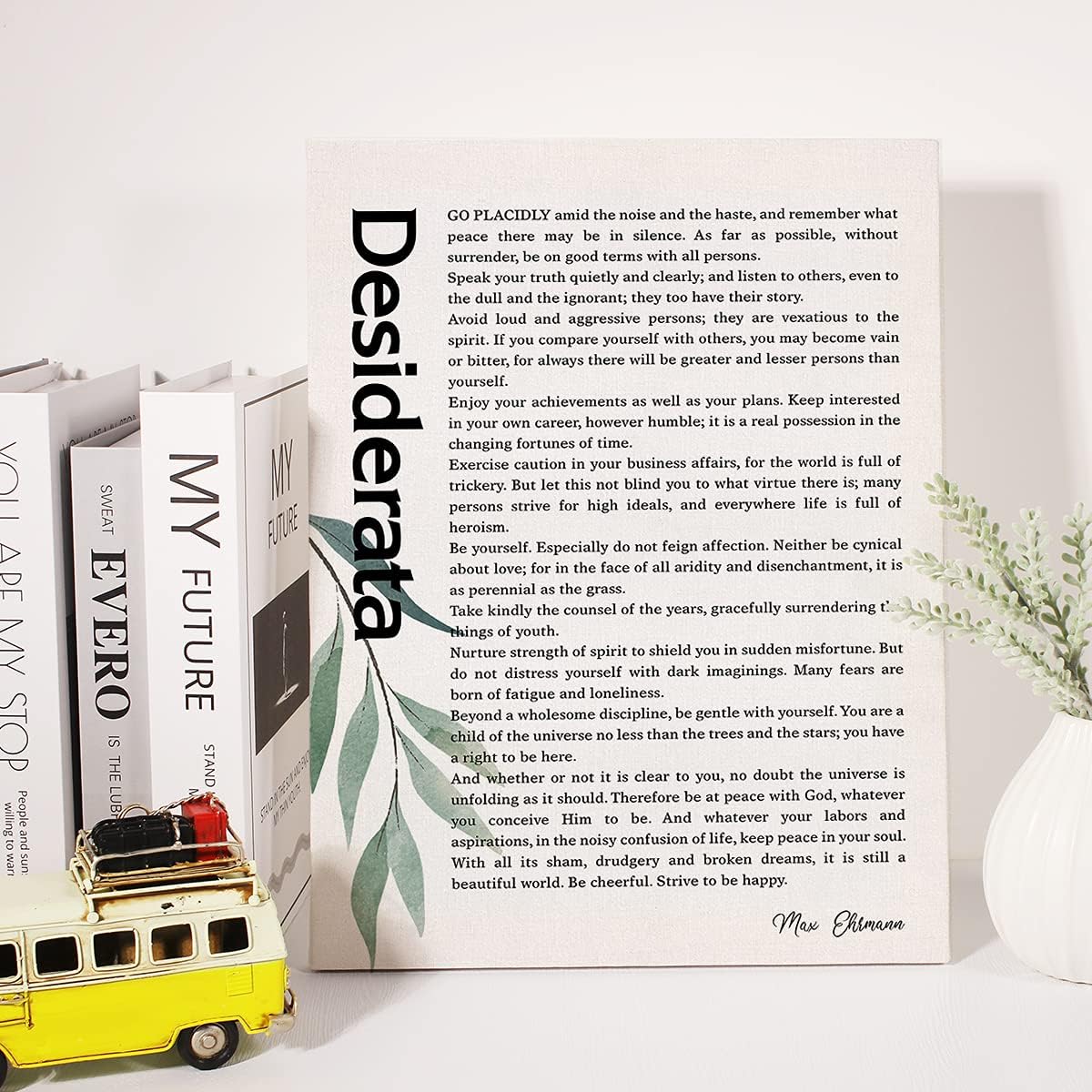 Desiderata Literature Quote Canvas Wall Art Motivational Canvas Print Artwork Positive Canvas Painting Office Home Wall Decor Framed Gift 12x15 Inch - Image 4