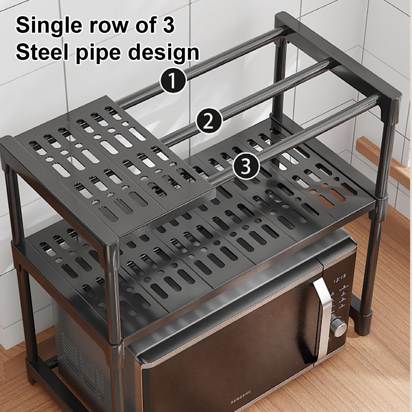 Generico Kitchen Counter Shelf, Micro-wave Rack Organizer, Multi-Functional Appliance Stand, 20,47 x 10,23 x 23,62 in, Ideal for Utensils, Tablewares, Pots, Pans, Seasoning Bottles, Space Saver