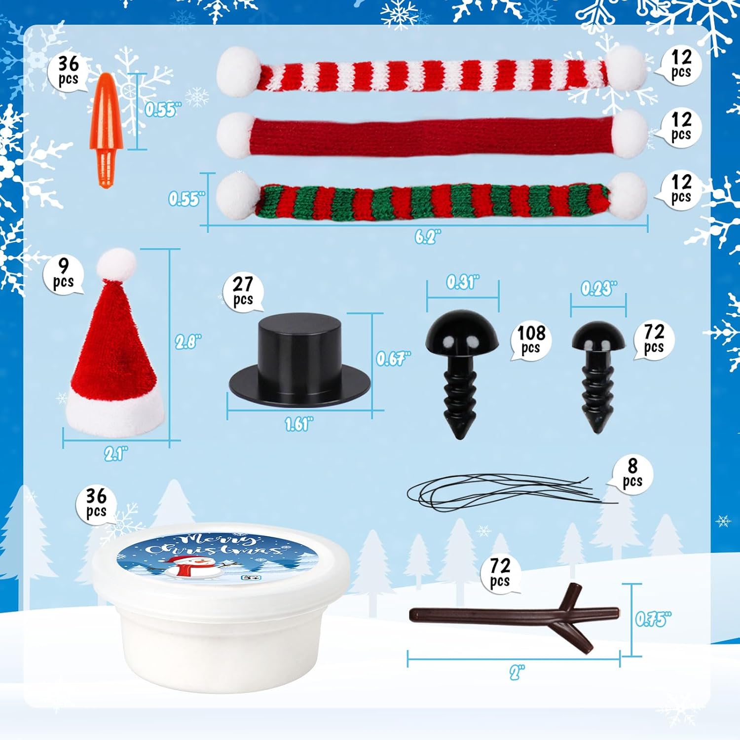 36 Pack Stocking Stuffers for Kids,Christmas Crafts for Kids Bulk,Build a Snowman Crafts Kit Modeling Clay for Christmas Stocking Stuffers Gifts Activities Boys Girls