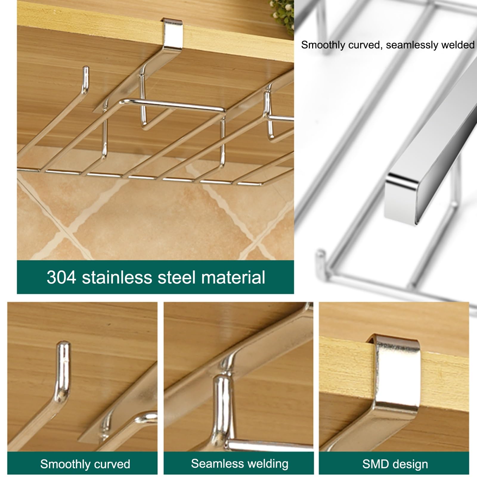 Soporte para Copas de Vino bajo el Armario - Soporte metálico Colgante para Copas, Ideal para decoración del hogar y Almacenamiento en la Cocina - Elegante Colgador de co