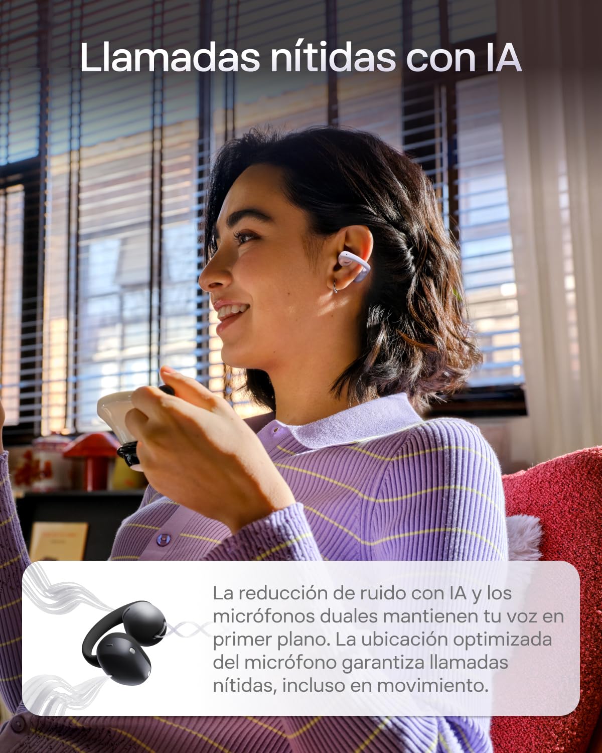 SHOKZ Auriculares Open-Ear Clip-on OpenDots Air, Ligero de 6,3 g, Morado | con Graves Profundos | 36 h de batería | Bluetooth 6.1 | reducción de Ruido con IA | Resistencia al Agua IP55 | Ajuste Seguro