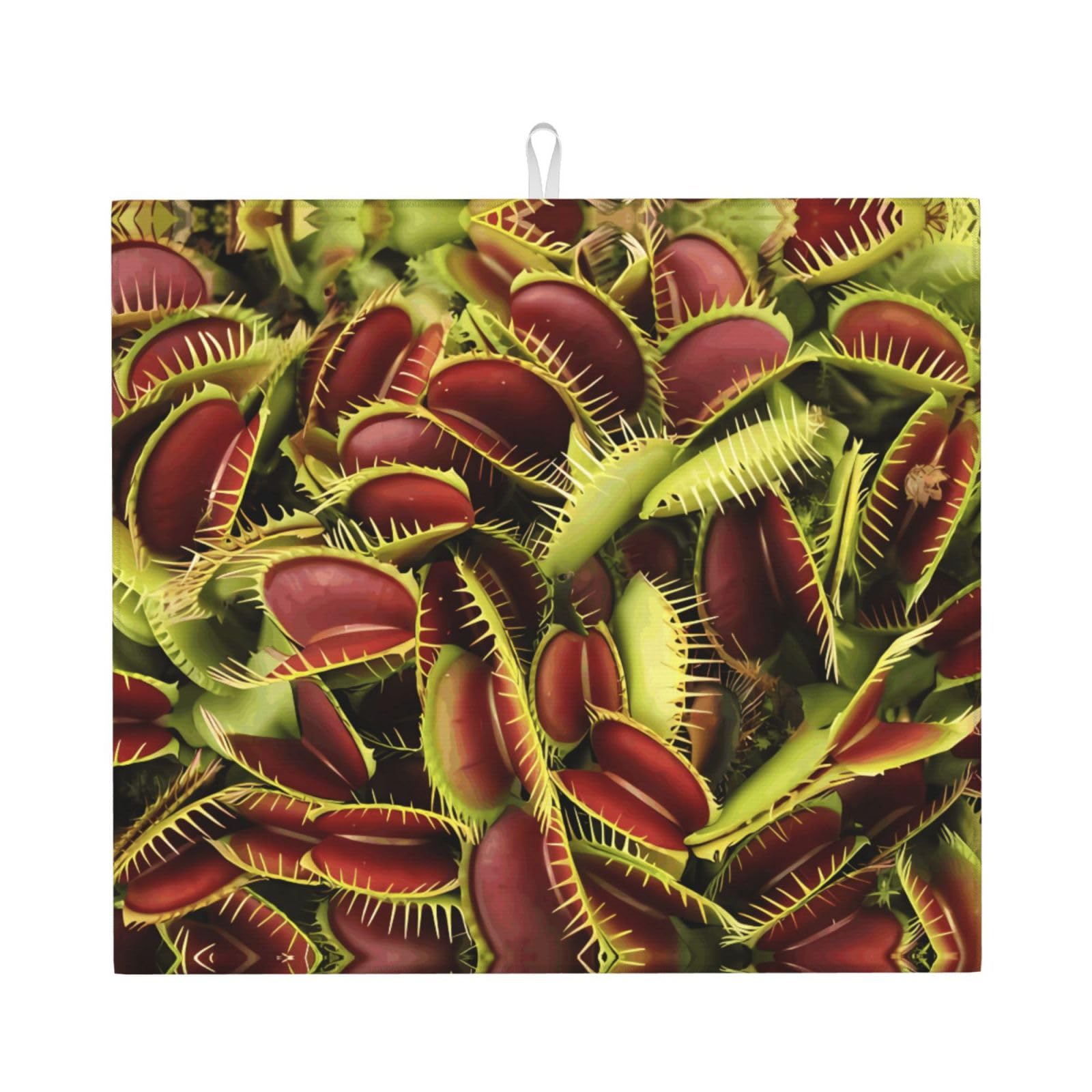 WHJSSF Plant Prints Kitchen Drying Mat – Absorbent Dish Throw for Countertops, Quick-Dry Non-Slip Layer with Stylish Prints, Ideal Housewarming Gift