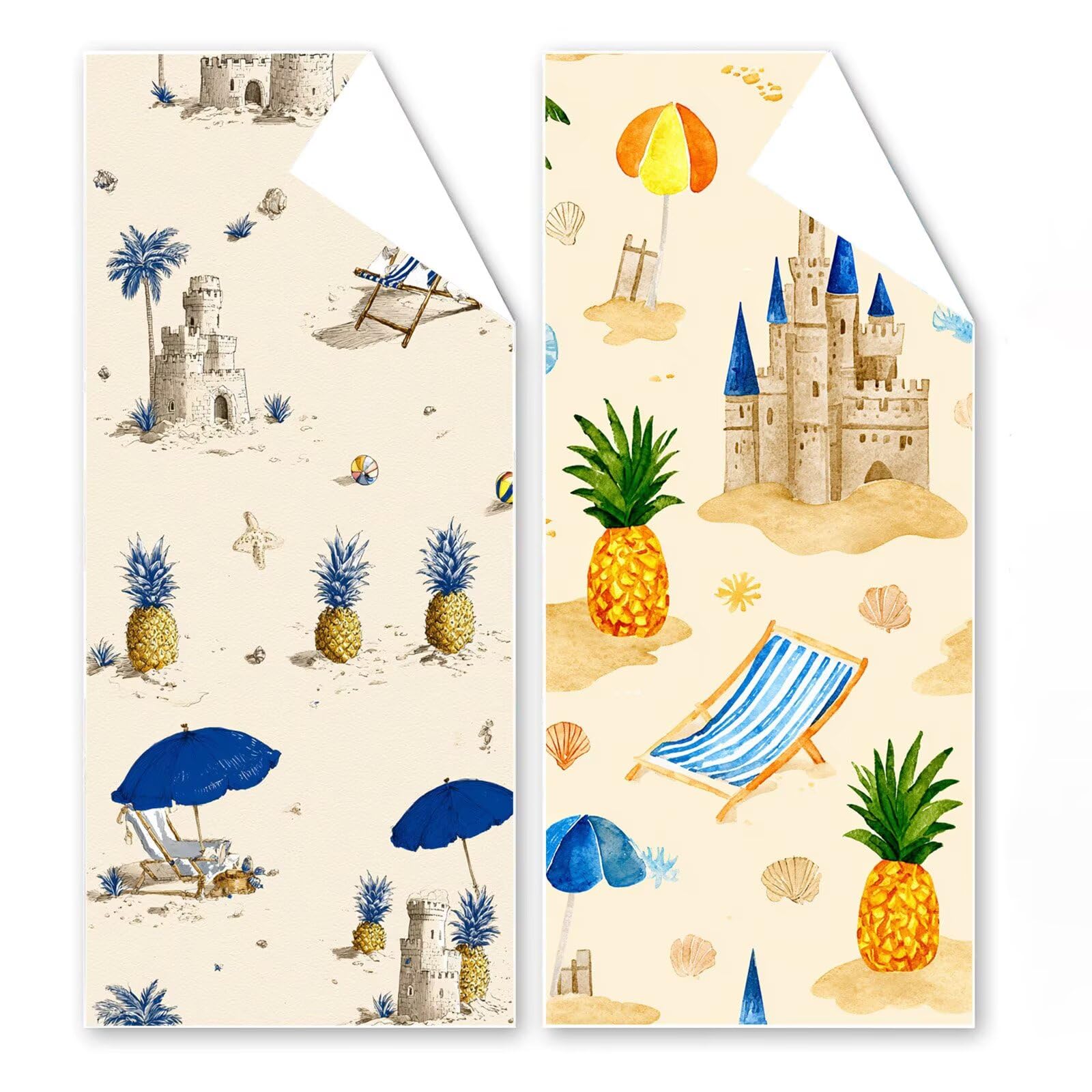 Telo Mare Grande 220x100 cm, Telo Mare Microfibra, 2 Set Asciugamano palestra, Stuoia Spiaggia Compatta, Leggero, Antisabbia, Asciugatura Rapida, per Spiaggia, Viaggi, Sauna (Deserto Beige) G1-445