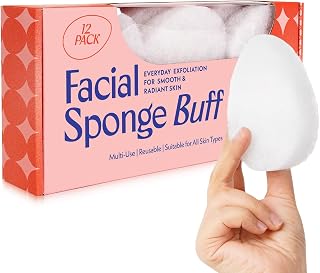 Berkland 12 Pack Exfoliating Facial Sponge - Reusable Face Scrubber Pads for Daily Cleansing, Makeup Removal, Dead Skin & Pore Refining