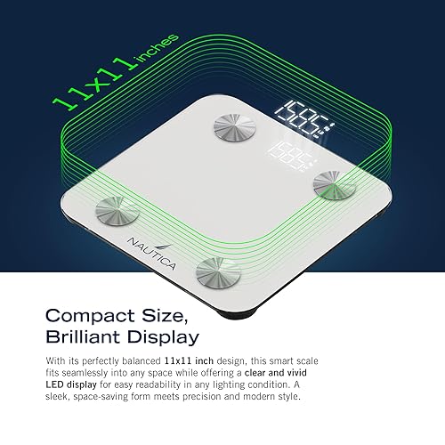 Miniatura 7 de Nautica Báscula digital de baño Body Tracker, báscula inteligente habilitada para Bluetooth con IMC, grasa corporal, seguimiento de masa muscular y