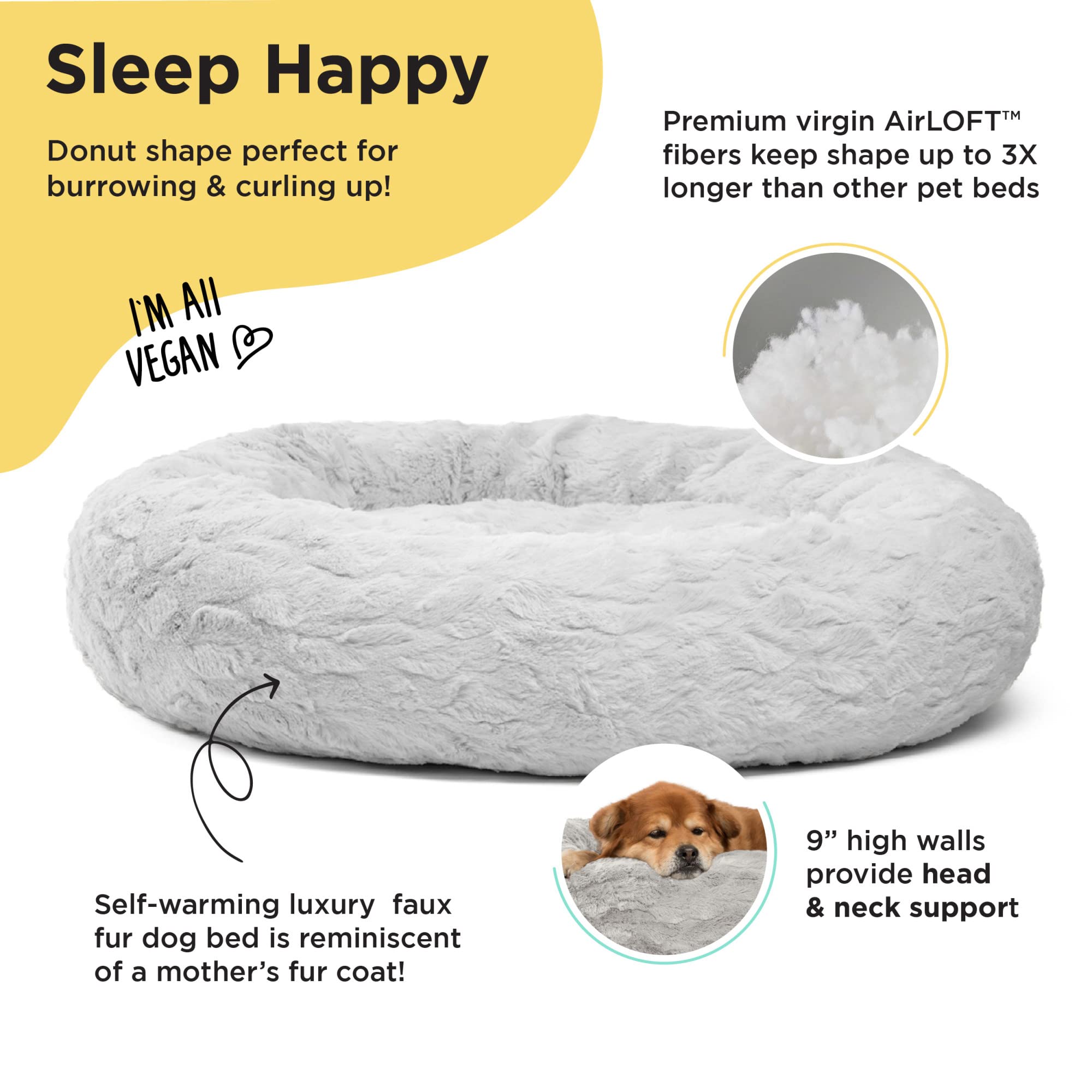 Best Friends by Sheri The Original Calming Donut Cat and Dog Bed in Lux