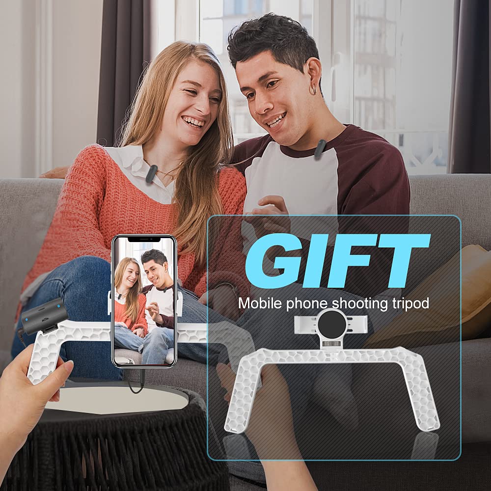 LENSGO Microfono Lavalier a doppia clip da 2,4 GHz per Canon Nikon Sony DSLR Camera Camcorder Android Ricaricabile Lapel Mic per Registrazione Video Intervista TikTok YouTube Live Streaming-N