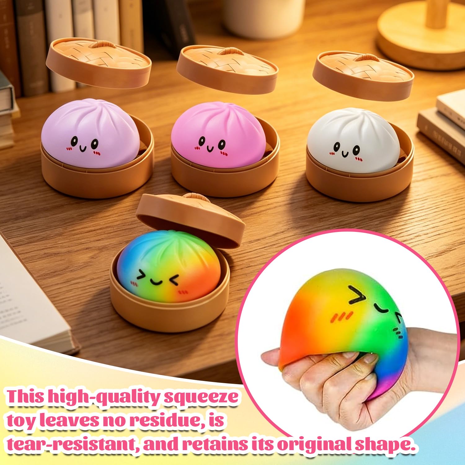 Giocattoli Antistress Gnocco, 4 Pezzi Palline Antistress Gnocco, Dumpling Stress Ball, Dumpling Squishys Toy, giocattolo squishy gnocchi, Glitter Dumpling Squishys, Per Lavoro, Studio, Viaggio E Relax