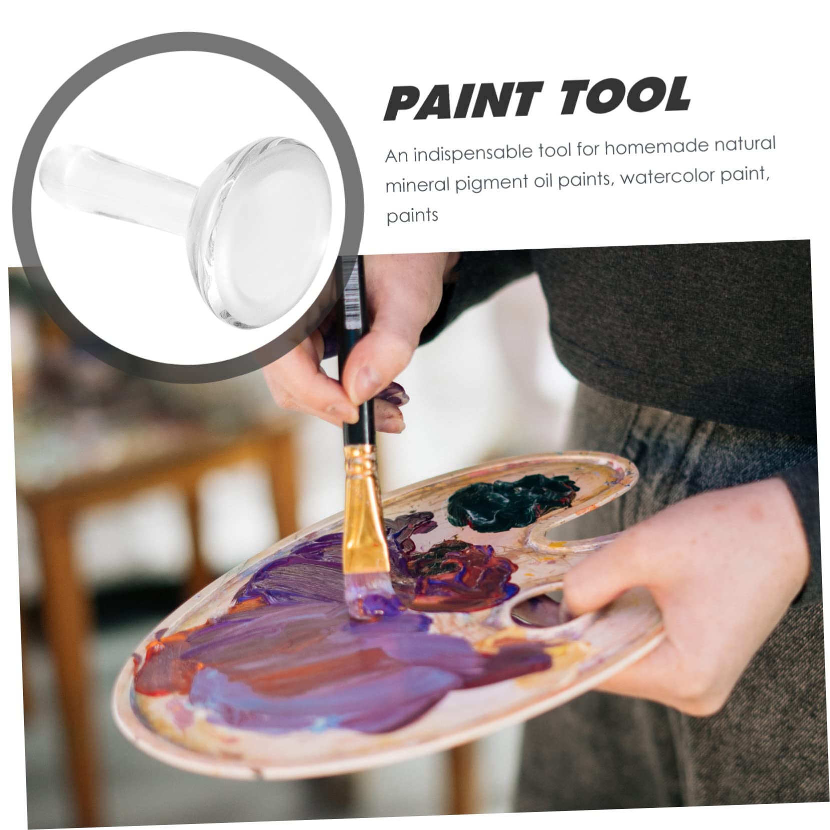 Pigmentmahlstößel Aus Glas Mit Ergonomischem Griff Für Ölfarben Und Aquarellmalerei Praktischer Glasmörser Zum Mahlen Von Pigmenten Leicht Und Tragbar 2.95X1.77X1.77In