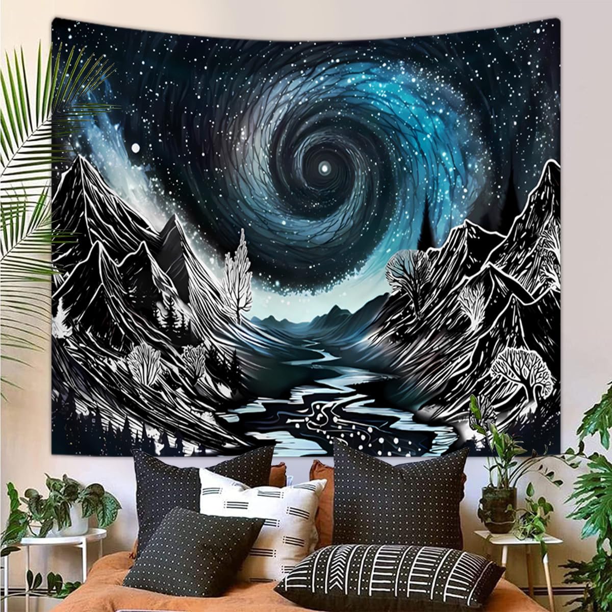 Arazzo Da Parete Con Farfalle, Sole Celeste, Luna, Stelle, Fasi Lunari Floreale Boho Hippie Decorazione Da Parete Per La Casa Per Camera Da Letto E Soggio P14846731