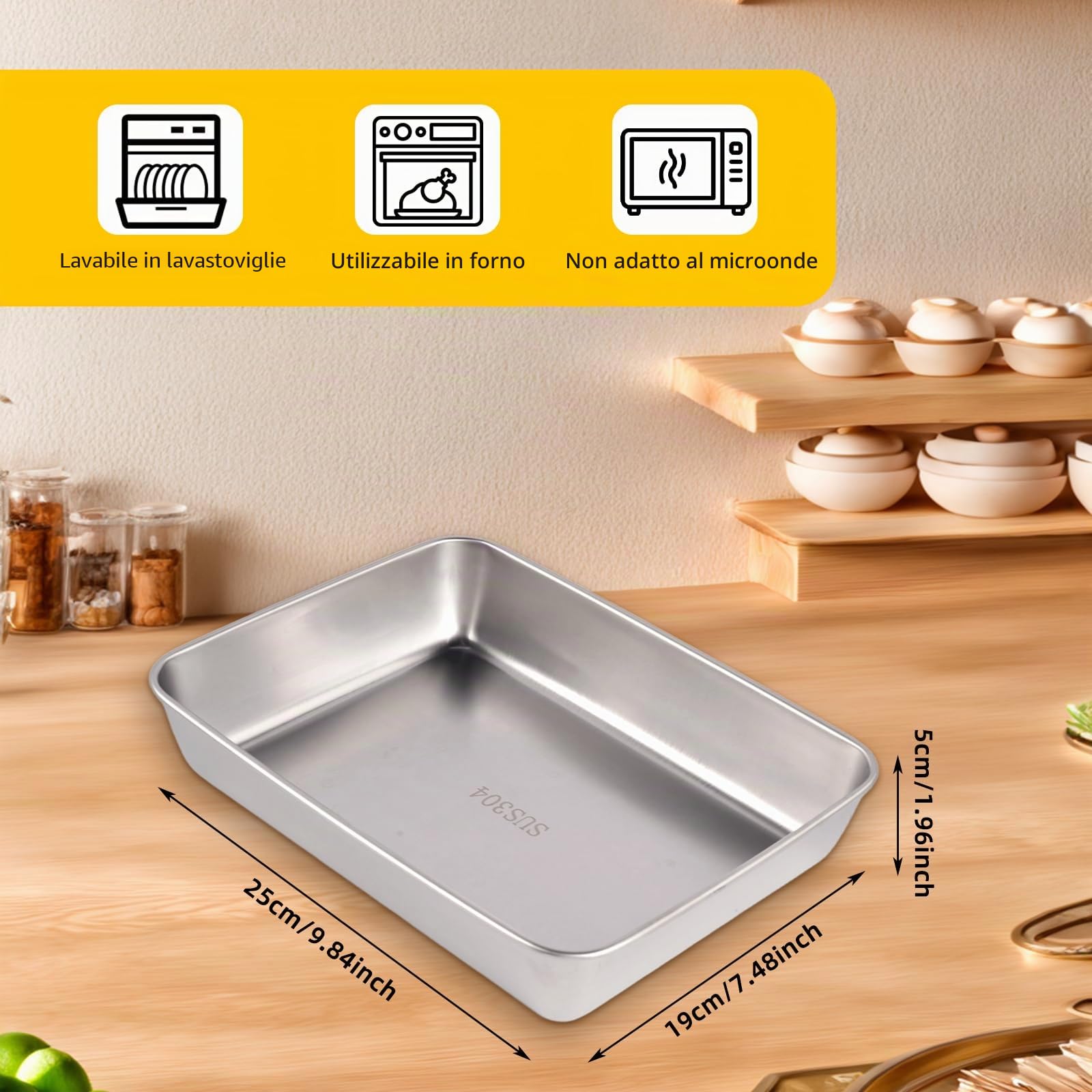 Set di 3 Vassoi Rettangolari in Acciaio Inox,Ciotole per Impanare,Teglie per Impanatura in Acciaio Inox,Teglia per Briciole Rettangolare,Impilabili-Vassoi per Alimenti Come Pangrattato e Farina