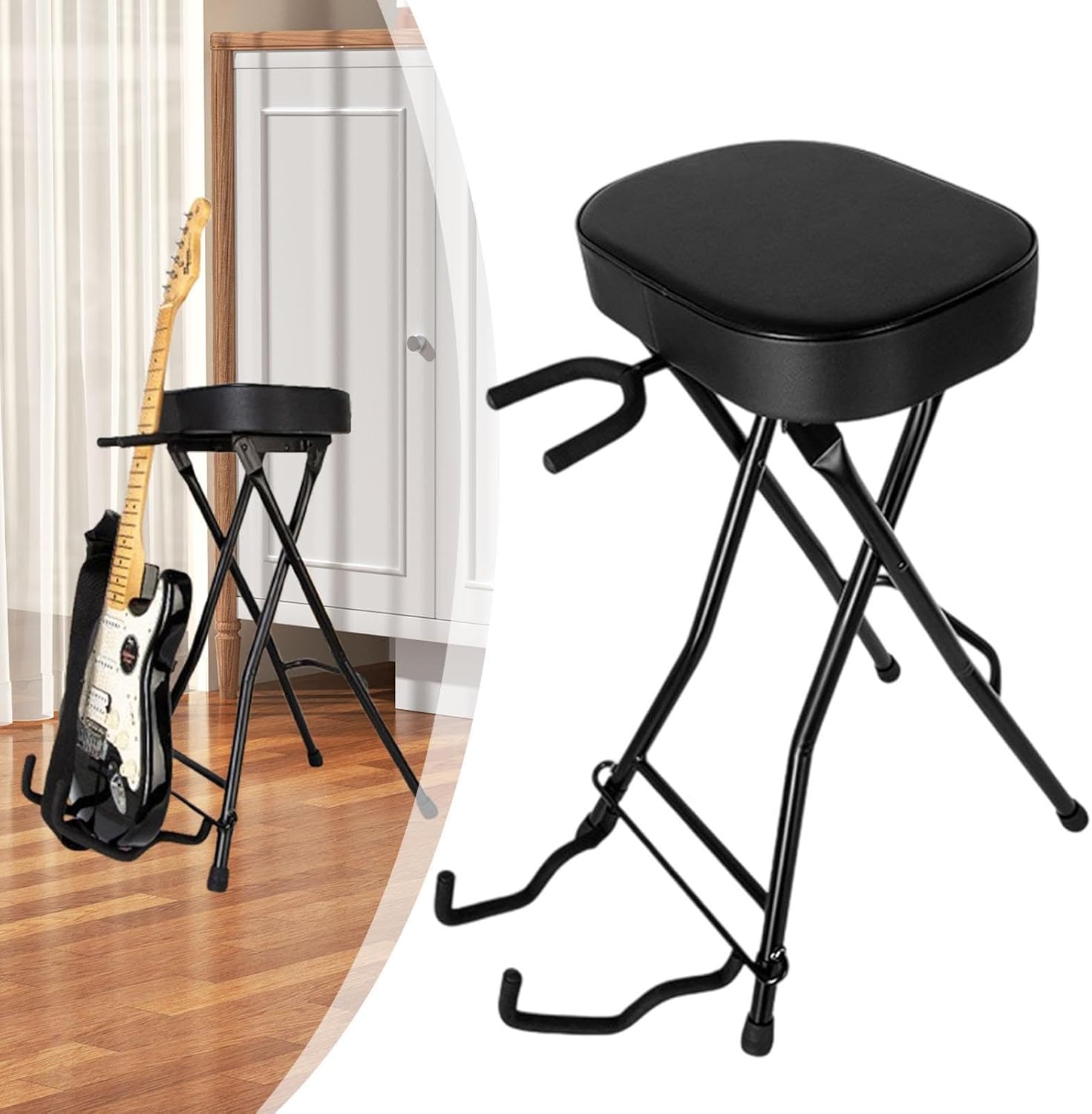 Simhoa ギタースツールシート 頑丈な椅子 ホルダー付き 大人用
