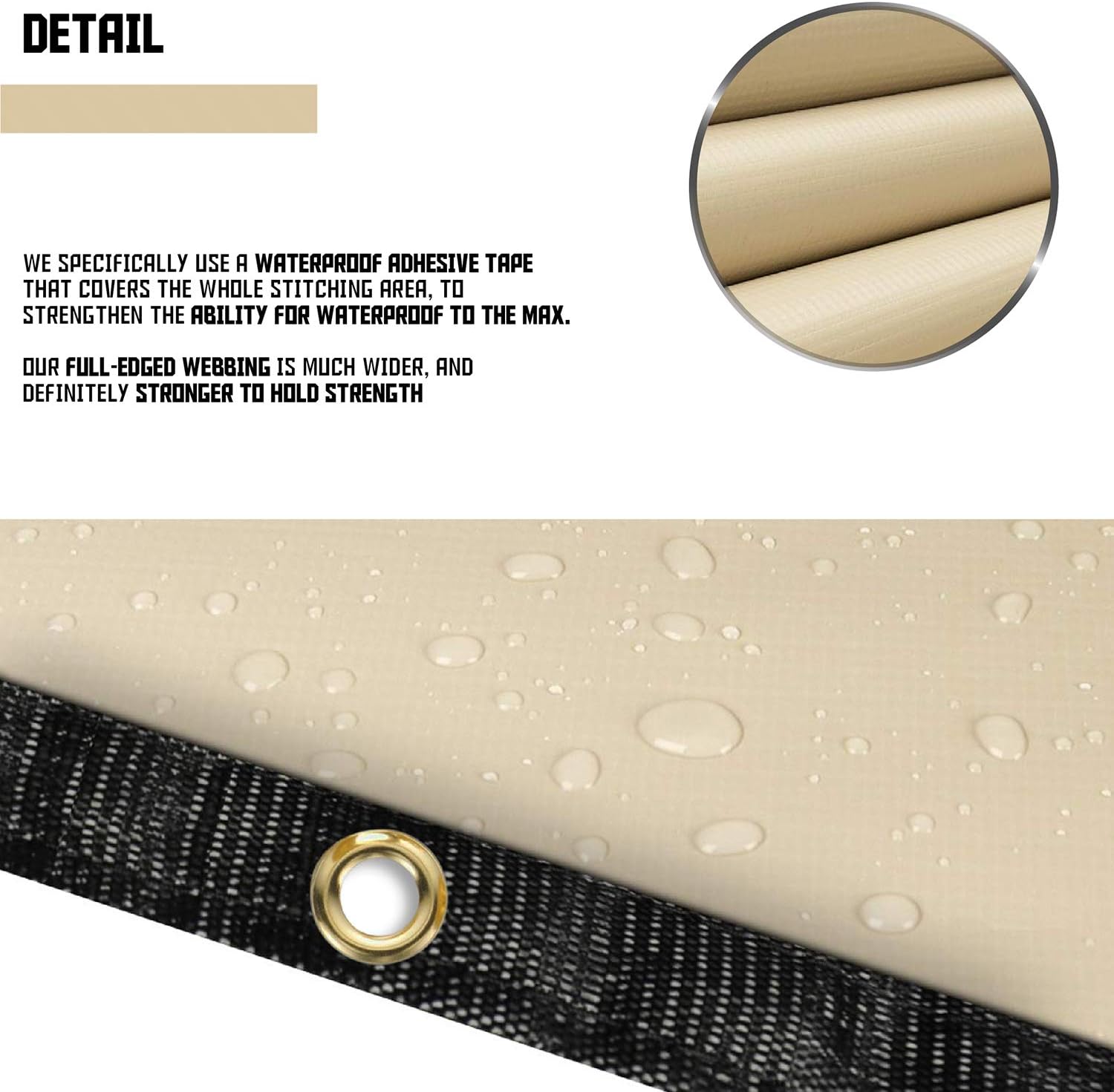 TANG 3'x10' Waterproof Shade Cloth with Grommets Sun Shade Sail Rectangle 526GSM, Pergola Canopy Cover UV Block Sunshades Fabric with Straight Side for Patio Deck Carport Backyard, Beige