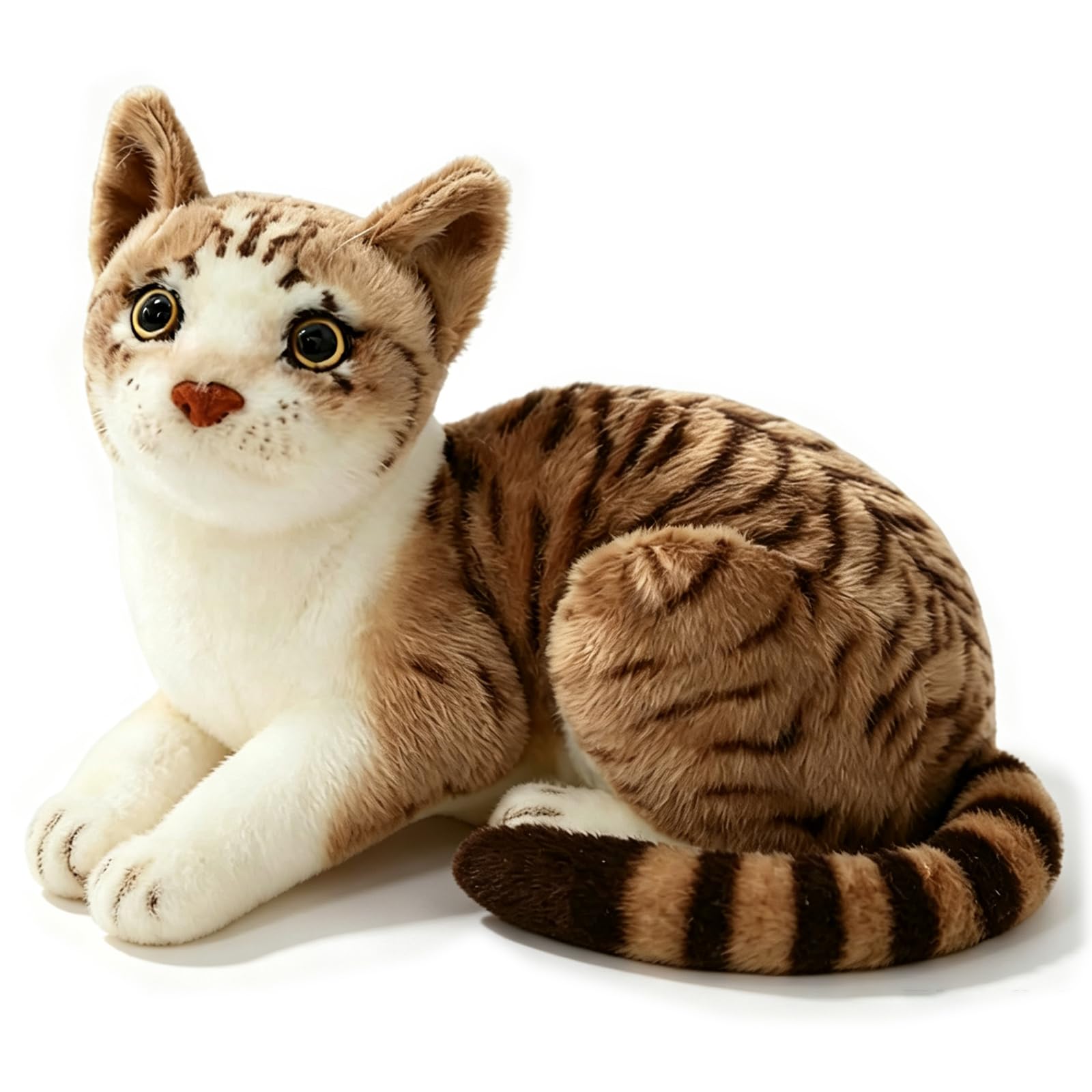 ZPSCXQ Cat Plush, Cat Plushie, Cat Soft Toy, Realistic Cat Plush, Cat Cuddly Toy, Grey Cat Plush with Lying Pose, 25 cm Soft Plush Companion for Comfort and Home Display