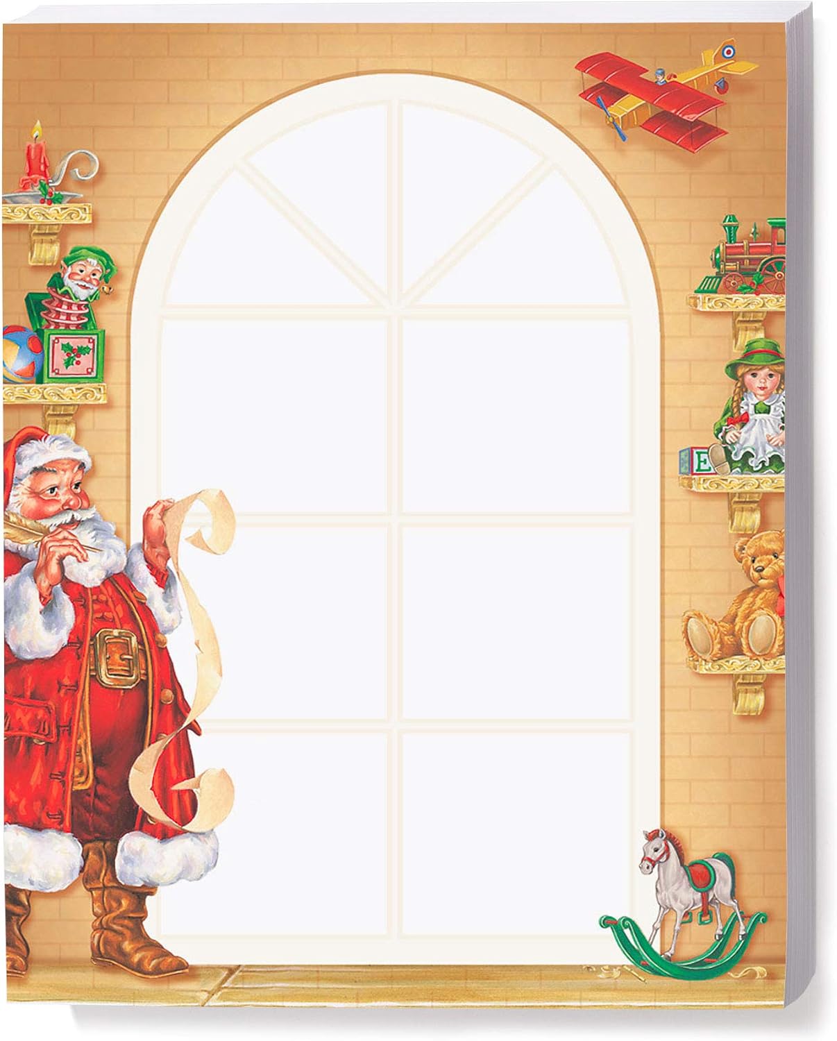 PaperDirect Santa’s Vintage Toy Shop Christmas Holiday Winter Theme Stationery, Border Paper, Letterhead 8.5 x 11, 100 Sheets, Elegant Premium Writing Paper, Decorative Printer Paper