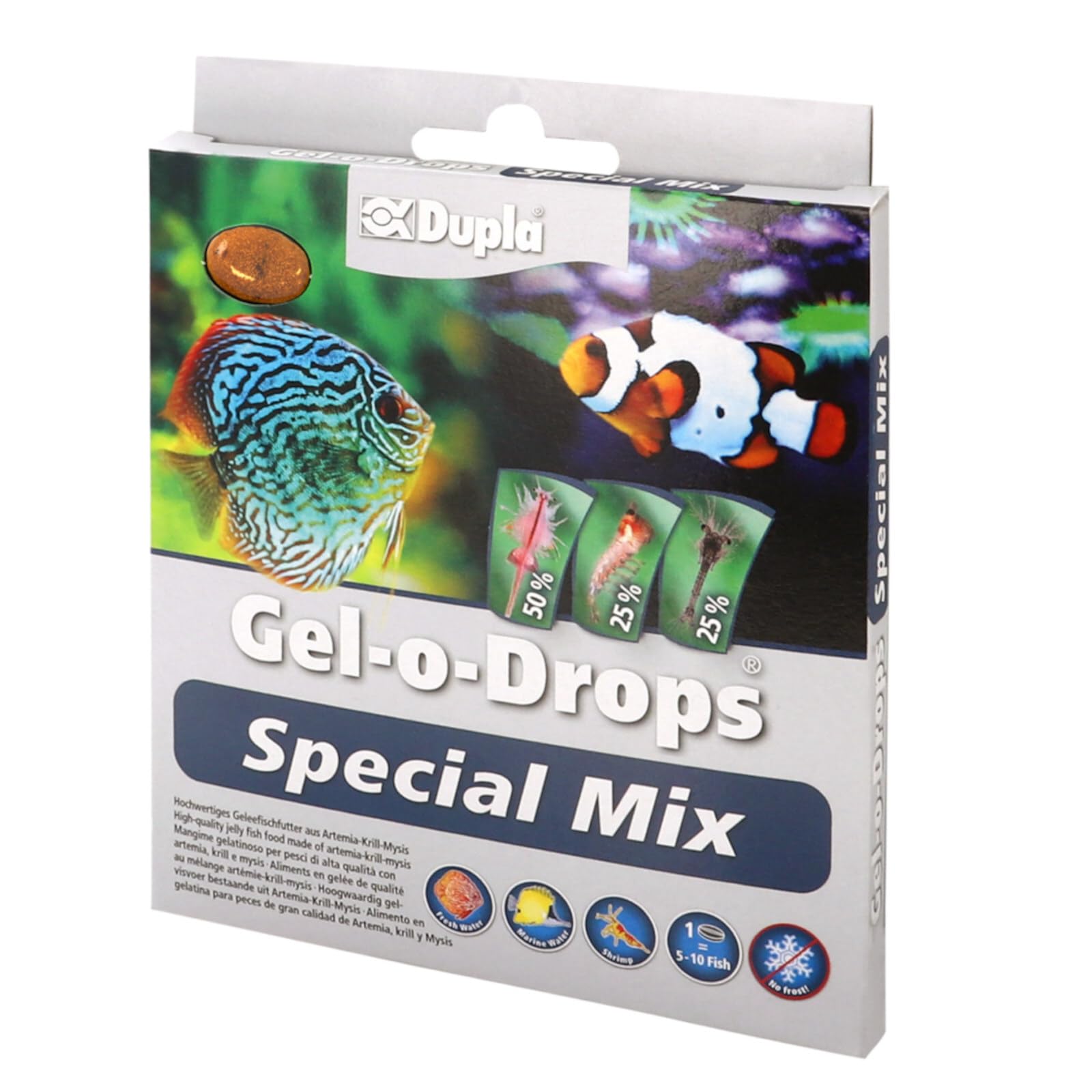 Dupla Karma dla ryb ozdobnych Gel-o-Drops Special Mix - 12 x 2 g - pokarm dla ryb z 50% artemii, 25% mysis i 25% kryla