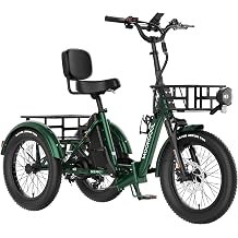 MOONCOOL Foldable Electric Tricycle for Adults, 20" Aluminum Etrike, Rated 750W 48V 20Ah Rear Differential, Front Suspension, 15.5MPH, 450LBS Payload, 95% Pre-Assembled