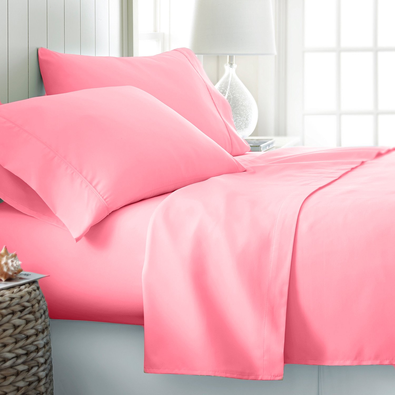 Jasmin Elinor 100% Egyptian Cotton 200 Thread Count Pillow Case Pair (Oxford Pillowcase, Pink)