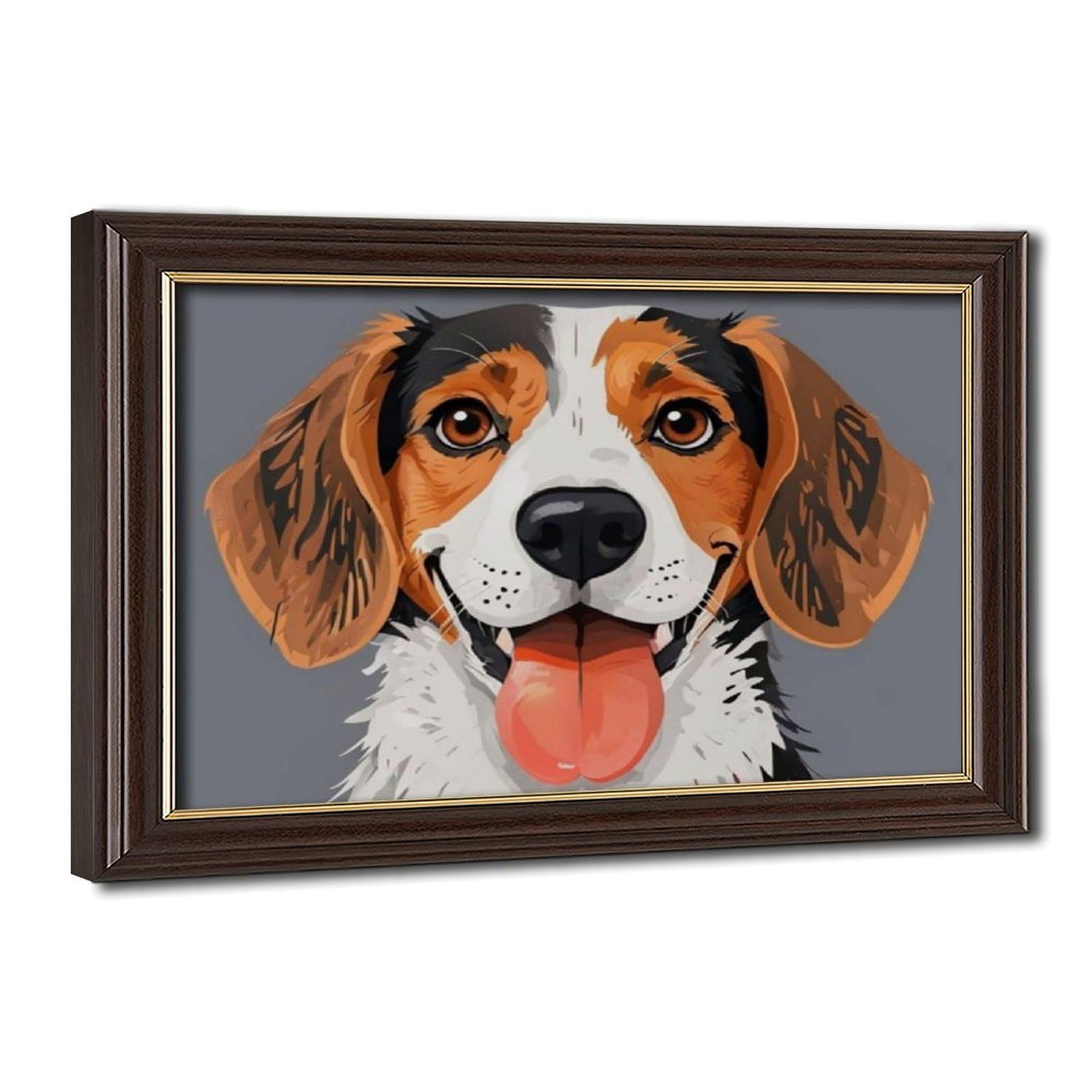 Bareronor Mokume Gane Frame-Style Dog Canvas Poster For Bedroom Decor Gift