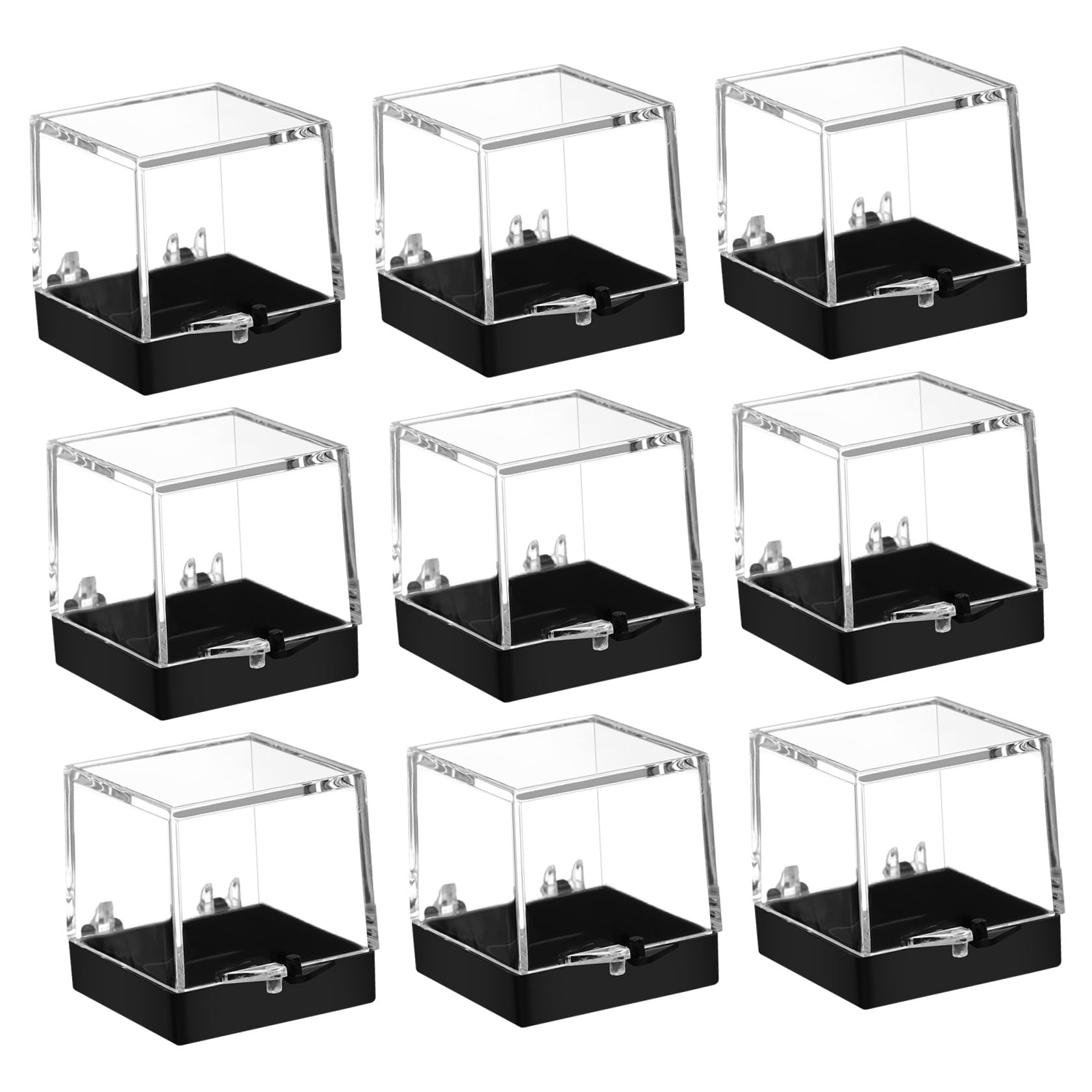 CORHAD 12 Stück-Packung Quadratische Mineralienvitrine aus Kunststoff Acryl Display Kasten zum Schutz und Aufbewahren von Mineralproben für 