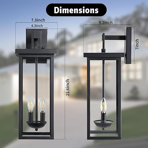 Miniatura 43 de tewei Luces de pared de gran tamaño para exteriores del atardecer al amanecer, accesorios de iluminación exterior negro mate, modernas luces