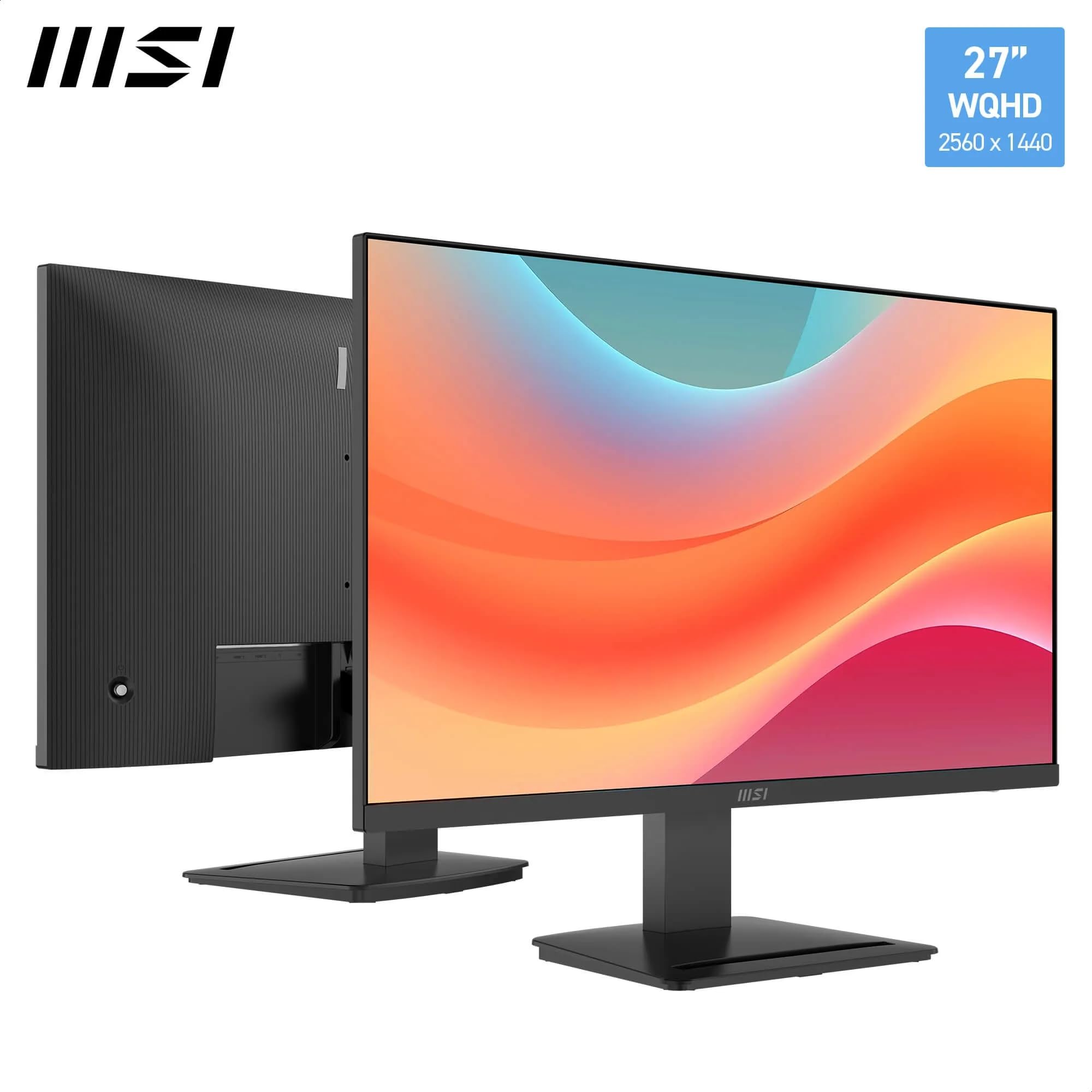MSI PRO MP273Q E7 Écran d'ordinateur WQHD 27" 2560 x 1440 IPS, 75 Hz, 1 ms, HDR Ready, Adaptive-Sync, Soin des yeux, HDMI 2.0, DP 1.2a, Inclinaison réglable, support Vesa, noir