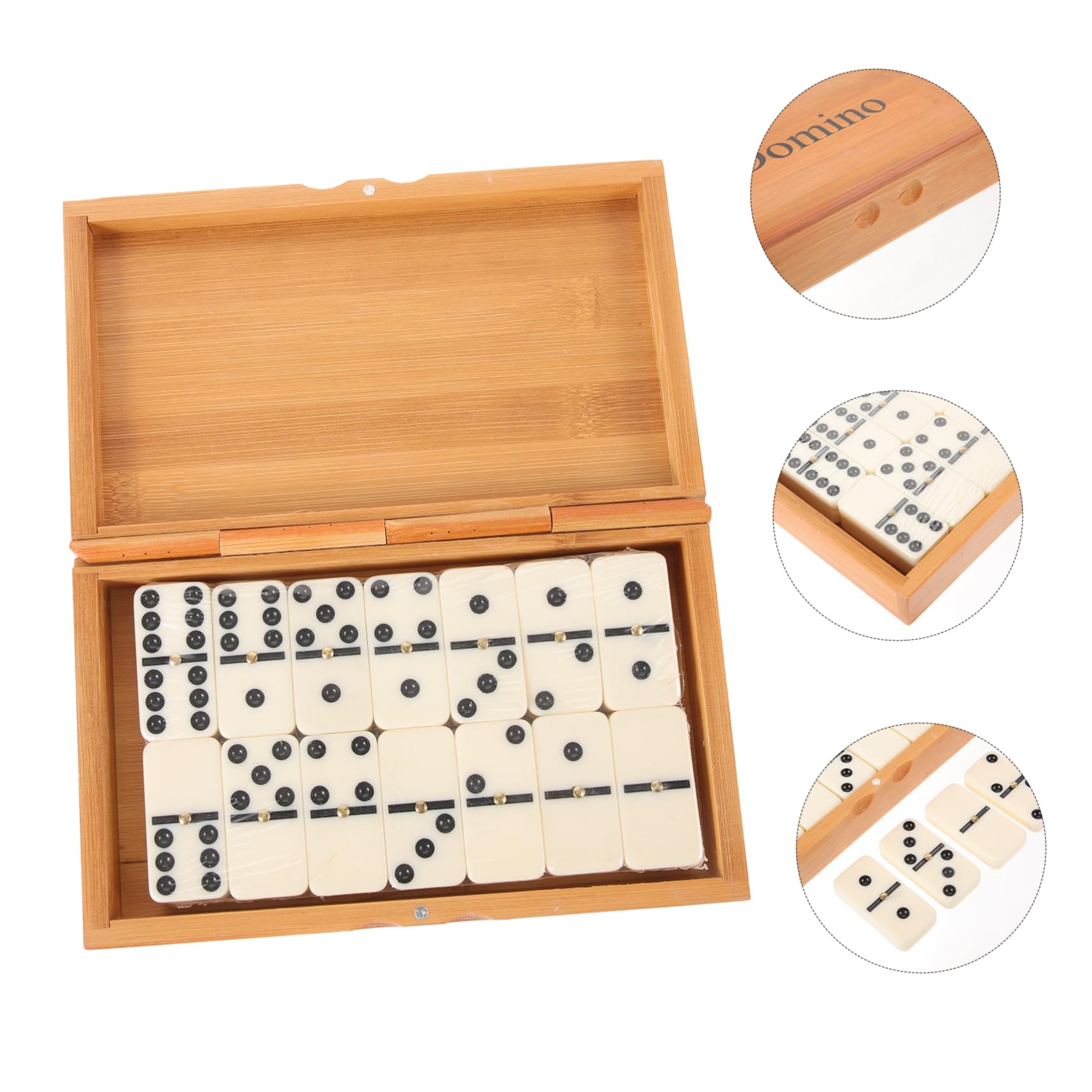UPKOCH Jeu de Dominos en Bambou et Plastique Beige Coffret de Rangement, pour Coordonner Main-œil, pour Amusement en Famille et Jours de Pluie