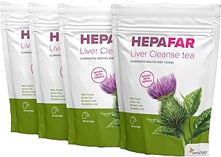 Hepafar Té Detox Hepático con cardo mariano, té verde, raíz de bardana y diente de león - 80 bolsitas de té de Sensilab