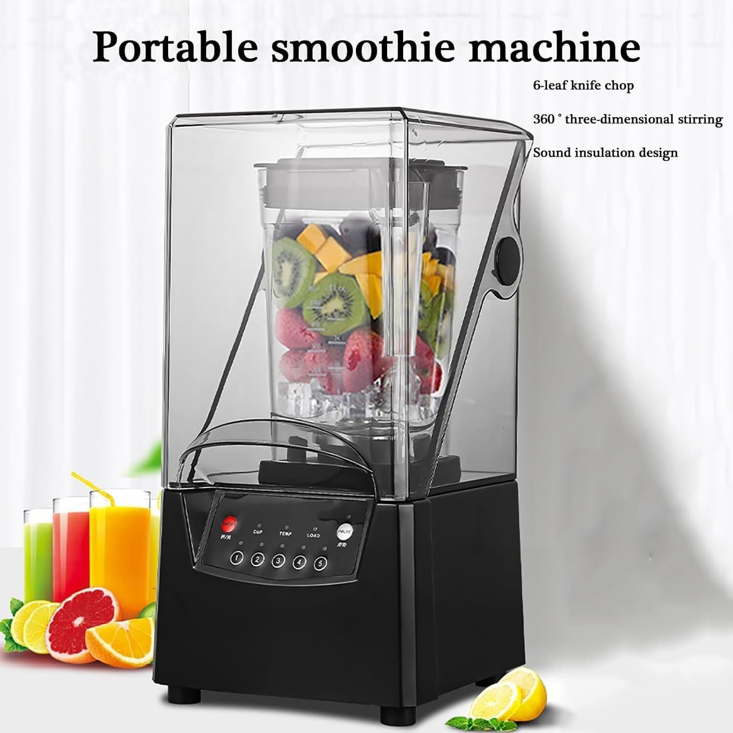 Commercial Blender Smoothie Maker, Silent Broken Wall Cooking Machine,2L Electric Stand Mixer Blade Ice Crusher with Sound Enclosure