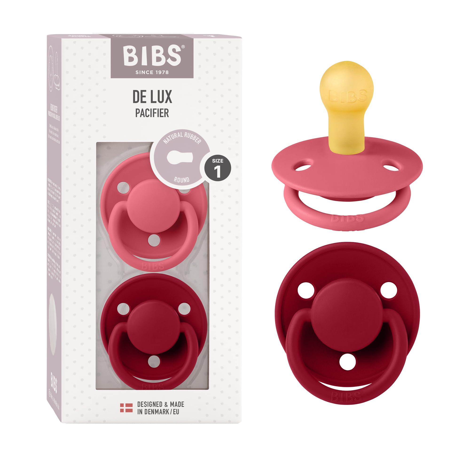 BIBS De Lux Dummies 2-Pack, BPA Free Dummy Pacifier, Round Nipple. Natural Rubber Latex, Size 1 (0-6 Months), Ivory/Sage — view 20