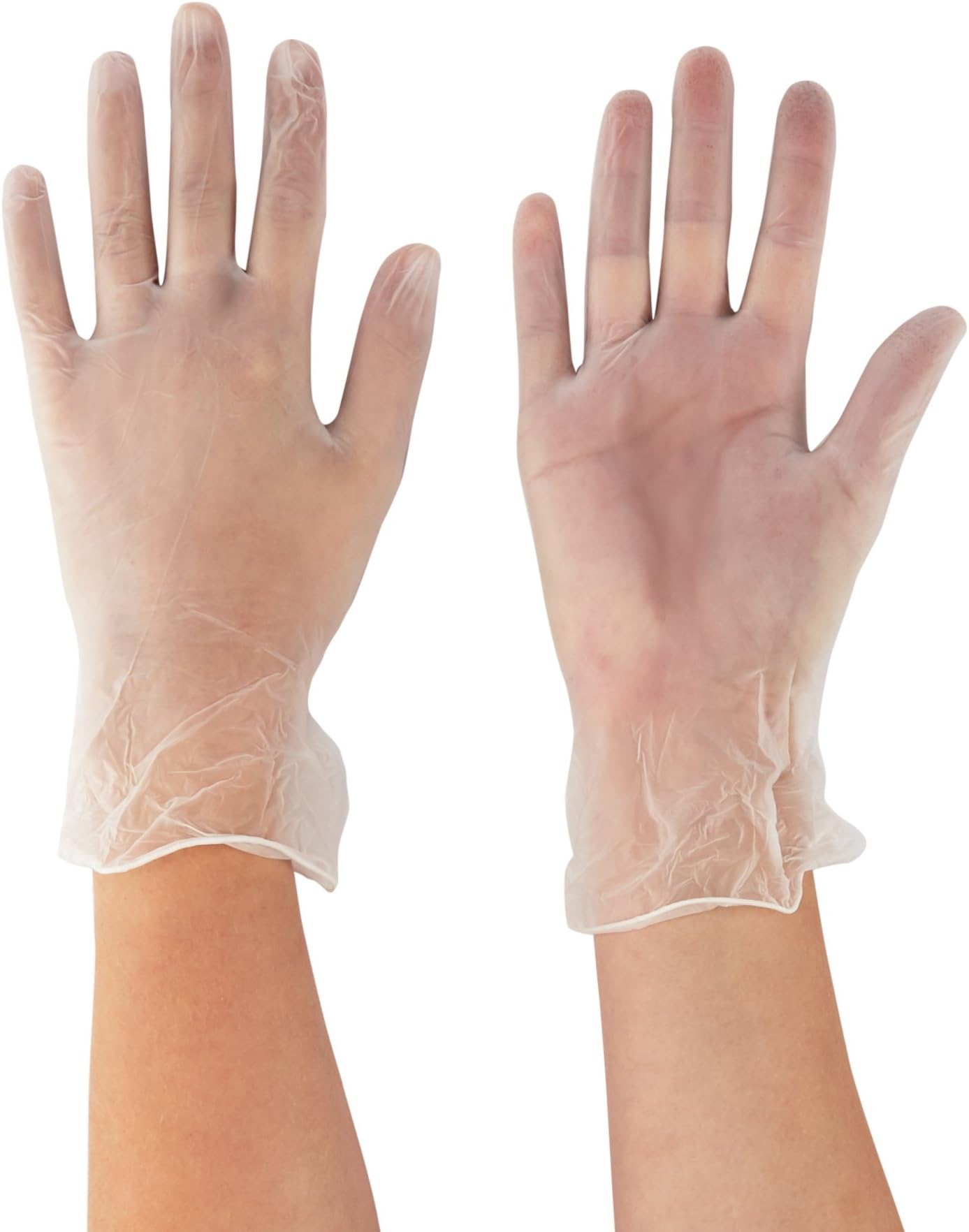 Vinyl examination gloves, powder free, disposable protection, 3000001770 small (6-7), transparent, pack of 100, by Sempercare