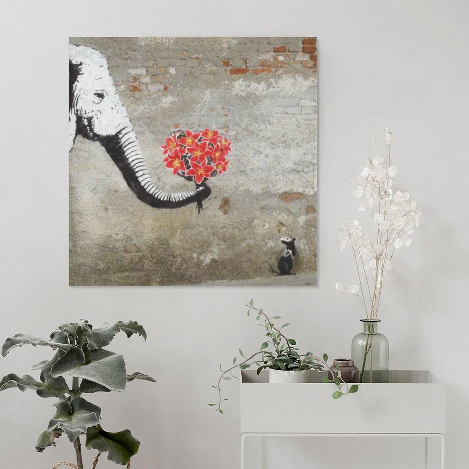 Amazon.co.jp: バンクシー ラブ アートパネル モダンアートゾウネズミ