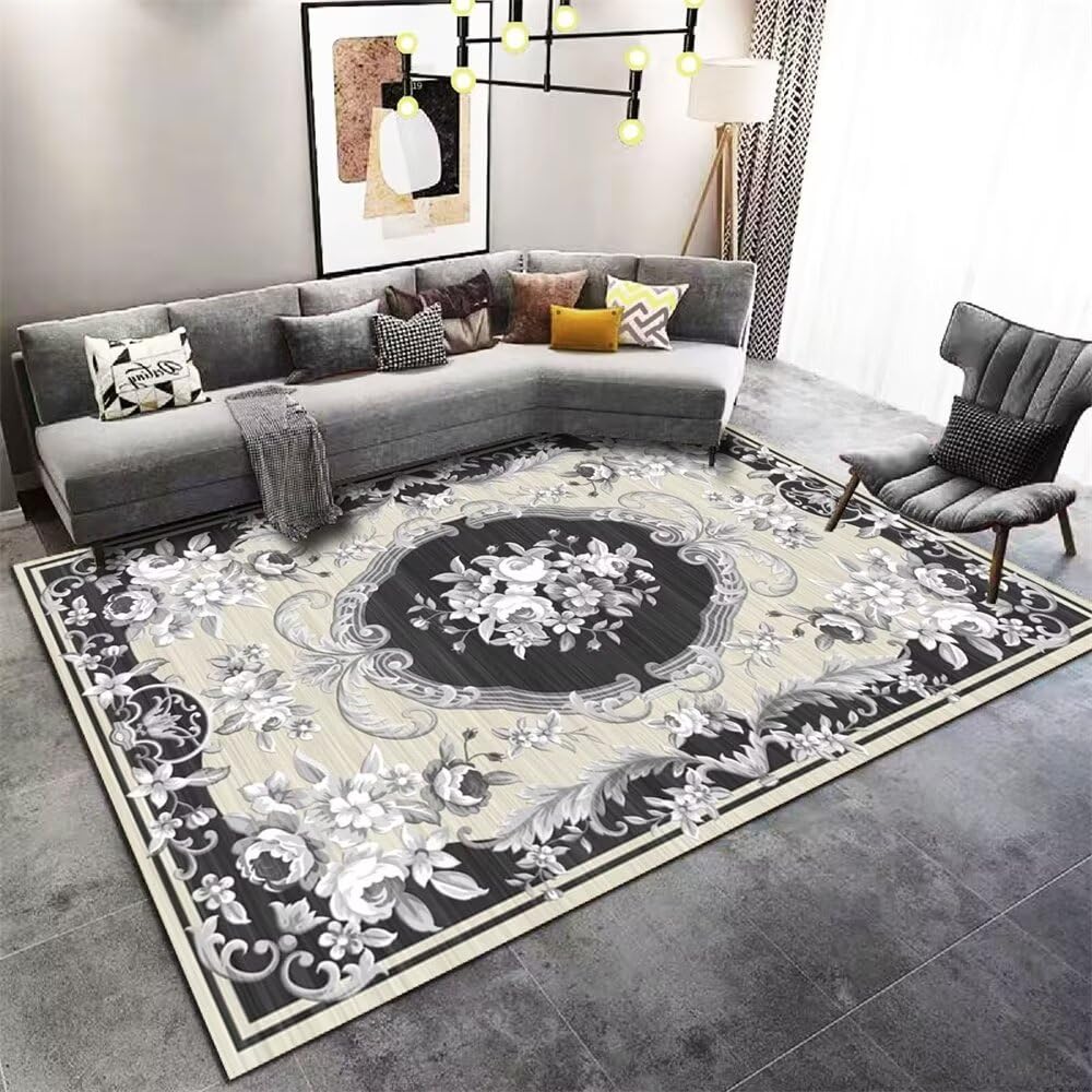 Tapis descente de lit 80x150cm au motif floral rétro pour chambre chaleureuse