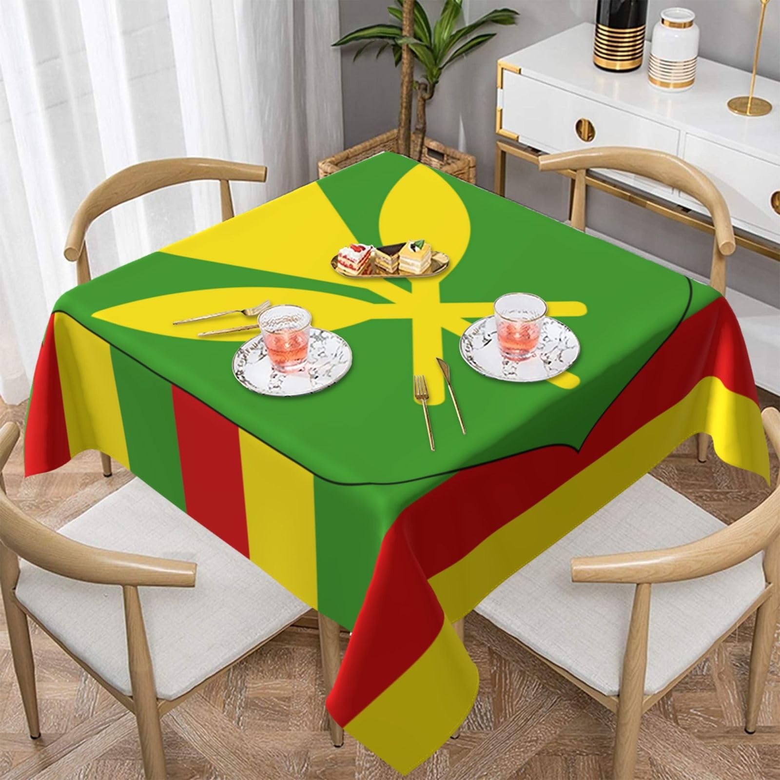 DCEHGEW Native Hawaiian Flag Prints Square Tablecloth 152x152 CM, Waterproof Fabric Table Cloth for Dining Table, Farmhouse Table Cover for Kitchen Dining Tabletop Decoration