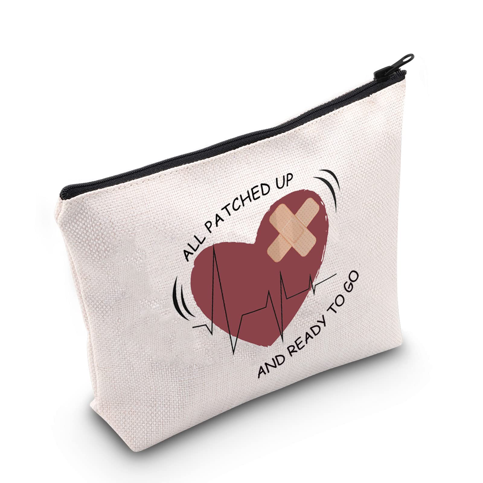 POFULL Heart Warrior Cosmetic Bag - Open Heart Surgery Gift - All Patched Up and Ready to Go