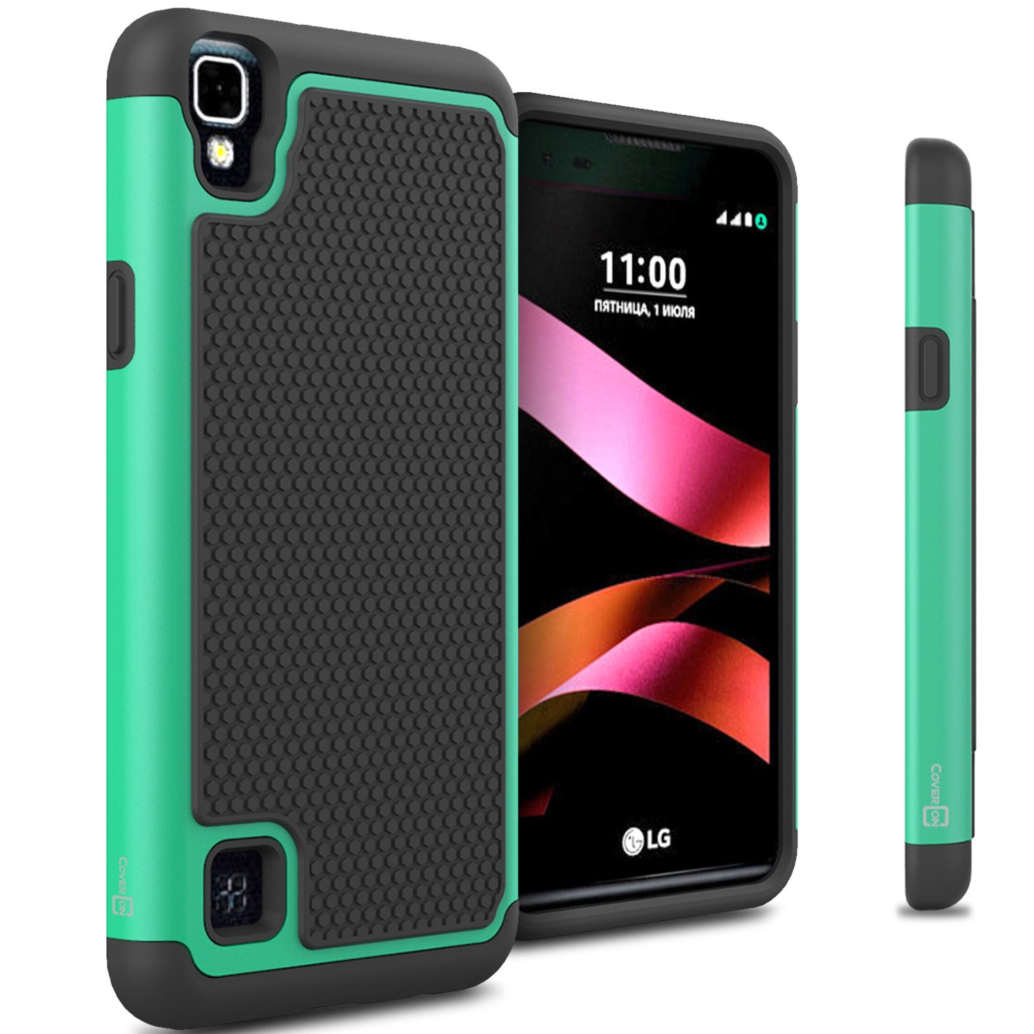 CoverON HexaGuard Series Slim Hybrid Hard Phone Case for LG Tribute HD/X Style - Teal Mint