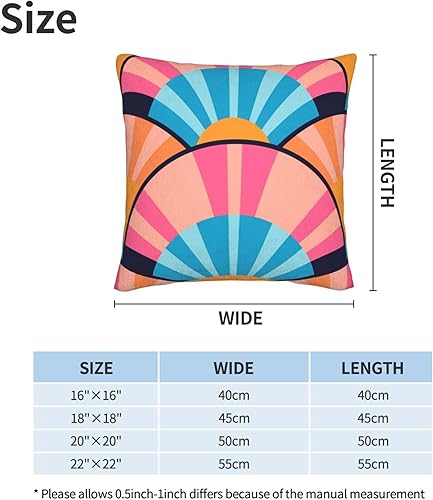 Miniatura 9 de Pack of 2 Short Plush Throw Pillow Covers 18 X 18 Inch, Retro 70S Orange Yellow Pillow Cover Durable Pillowcases, Square Throw Pillow Covers Couch