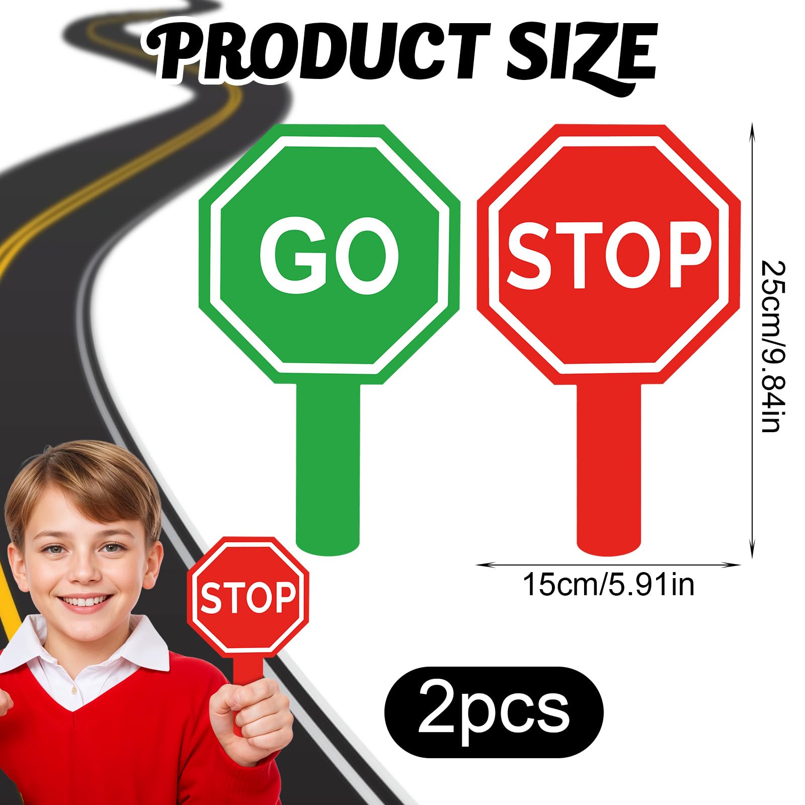 Ouligay Stop and Go Sign with Handle Double Sided Red Light Green Light Crossing Guard Stop Sign, Waterproof PVC Traffic Safety Tool for Kids Ideal for Classroom and Garage Use — Amazon image 3