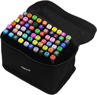 WormeKite 60 Cores Caneta Marcadora De Ponta Dupla Esboço Escrita Pintura Sublinhada Marcador Artista Desenhando Marcadores De Arte Dupla Com Bolsa De Armazenamento Zip