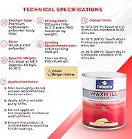 Vista 9 de Maxifill Plus Premium - Relleno ligero de carrocería de 3 litros + endurecedor - Fácil de lijar, alta capacidad de dispersión para reparaciones