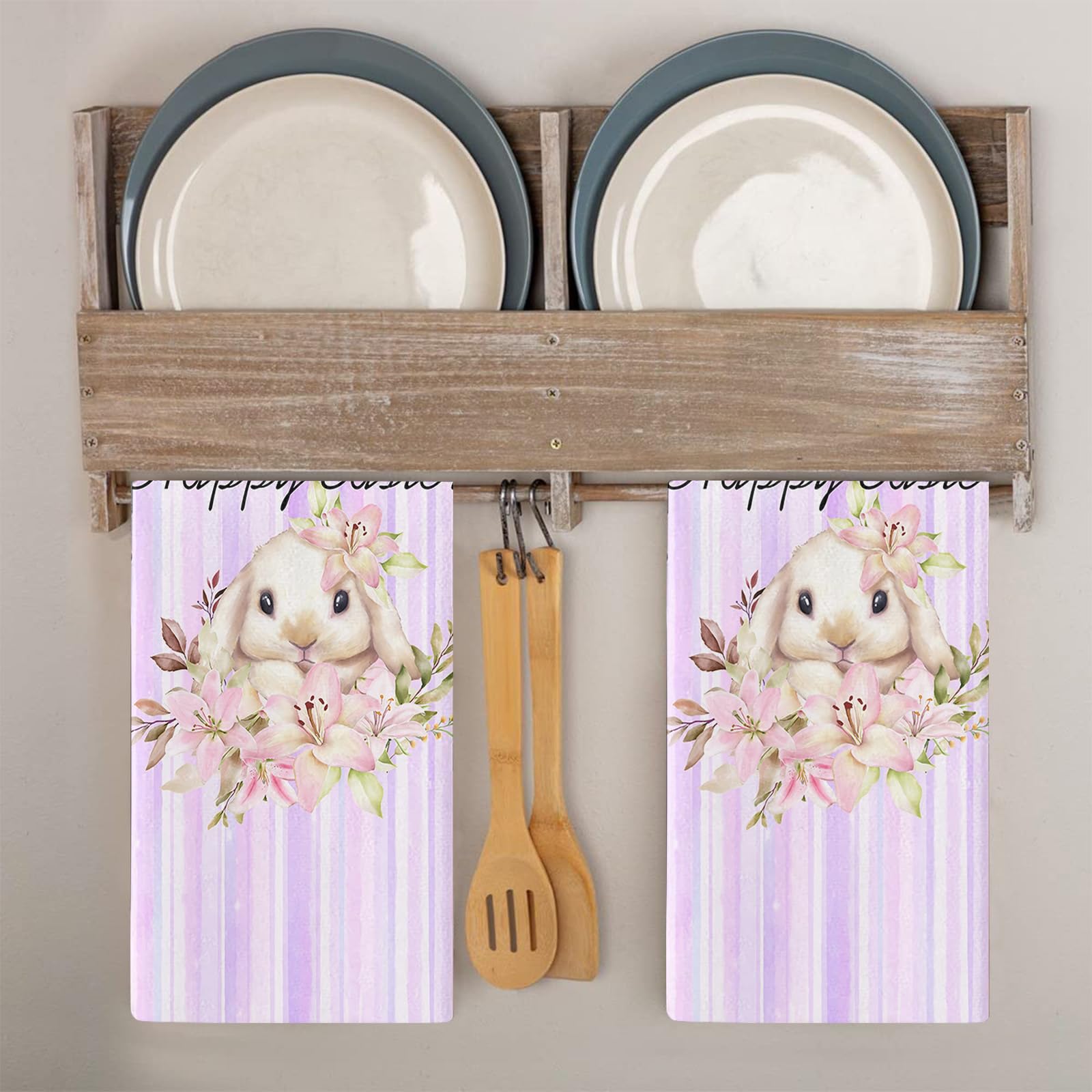 Strofinacci Cucina Strisce Viola Rosa Canovacci Cucina Assorbente Microfibra Morbido e Lavabile Asciugamani Cucina Decorativi per Bagno Ristorante 4 Pezzi (40x60 cm)