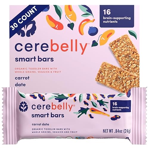 Cerebelly Barras de aperitivos para niños pequeños, zanahoria orgánica de Peppa Pig (paquete de 30), barras de aperitivos saludables para niños, 15