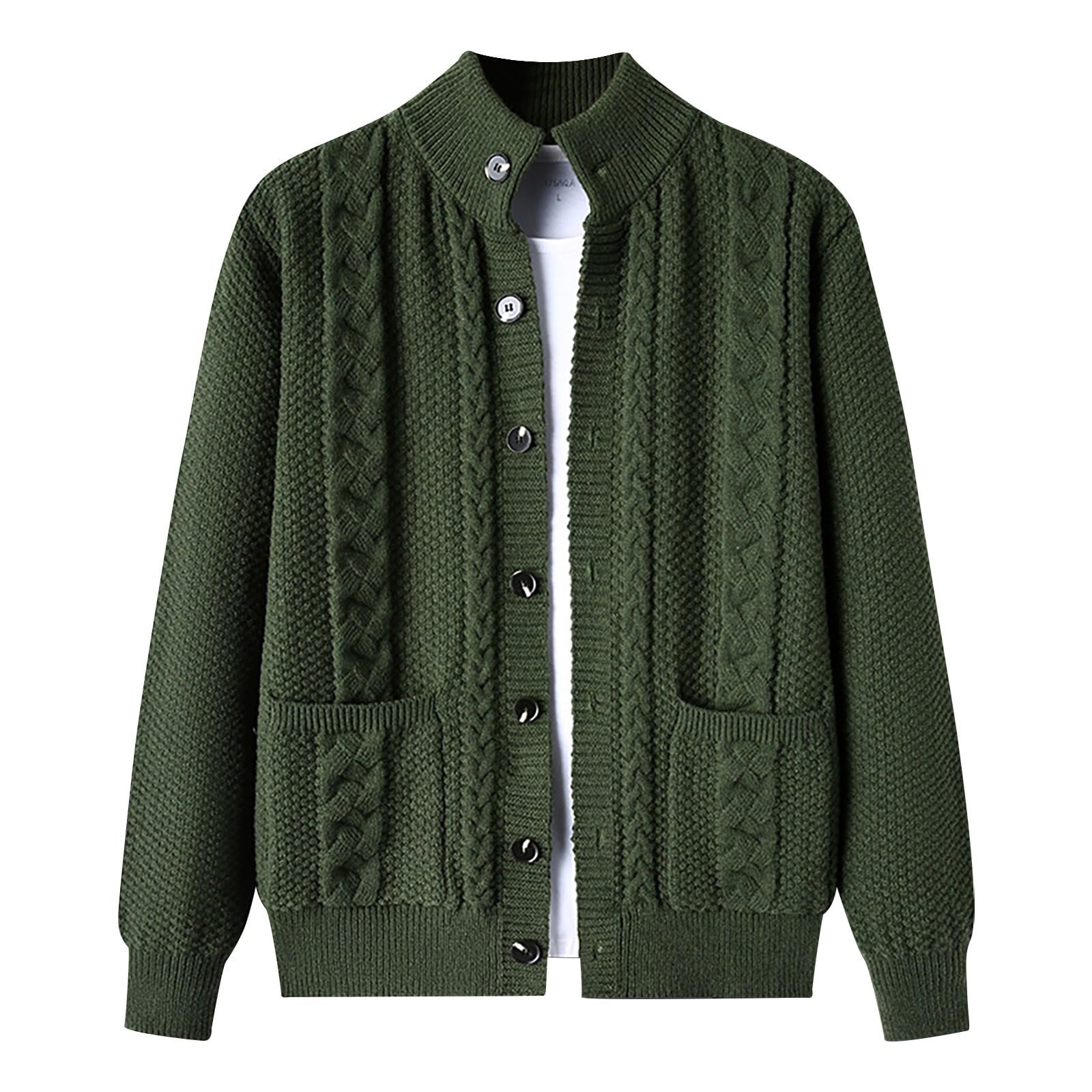 Cardigan Punto Botones Hombre, Chaqueta Punto Hombre Manga Larga Cárdigan De Punto Trenzado Casual Cuello De Chal Abotonado con Bolsillos Chaqueta De Entretiempo De Punto