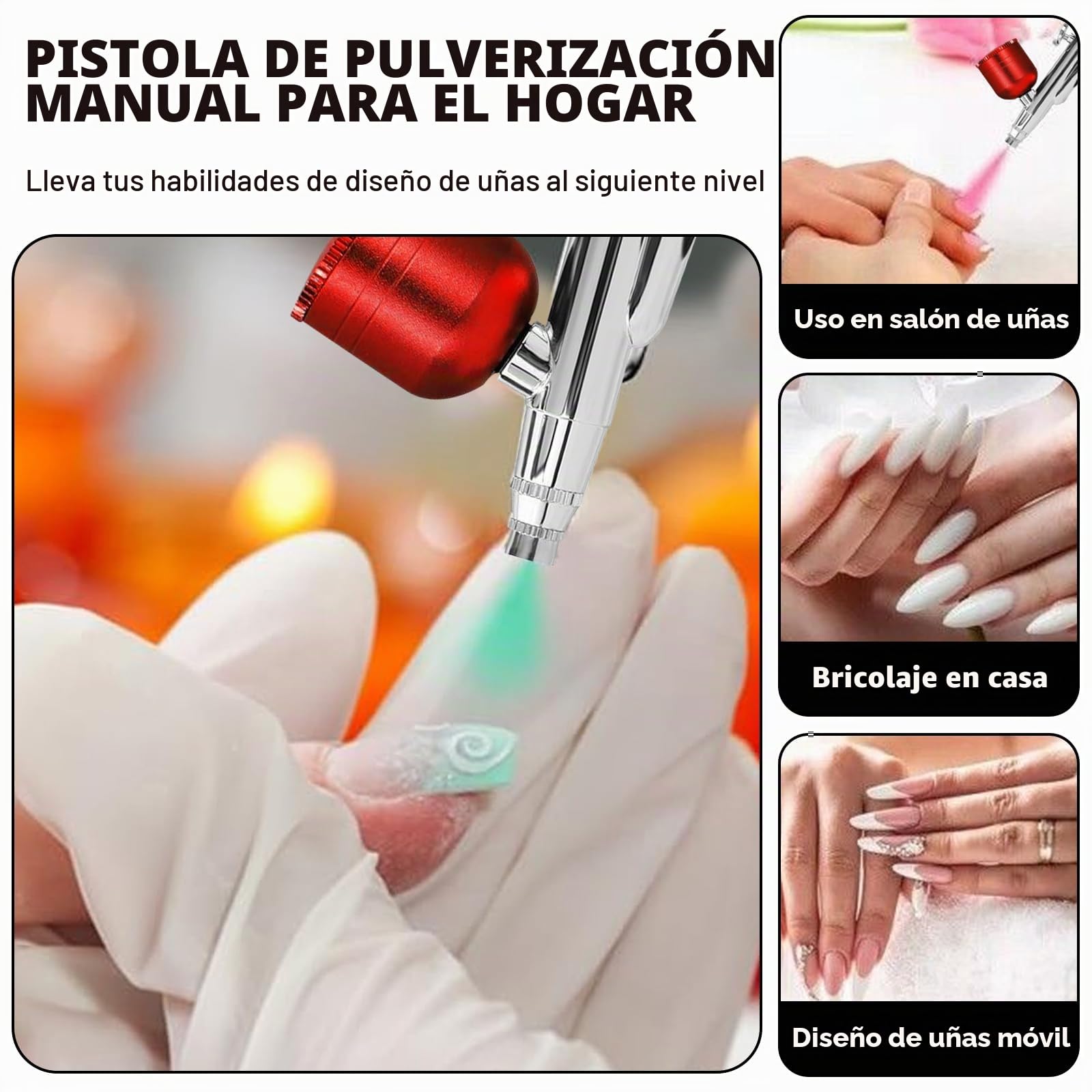 Kit de Aerógrafo Multifuncional con Compresor: Kit de Aerógrafo Inalámbrico con Compresor de Aire, Cepillo de Aire Recargable para Arte de Uñas, Decoración de Tartas, Modelado de Tatuajes