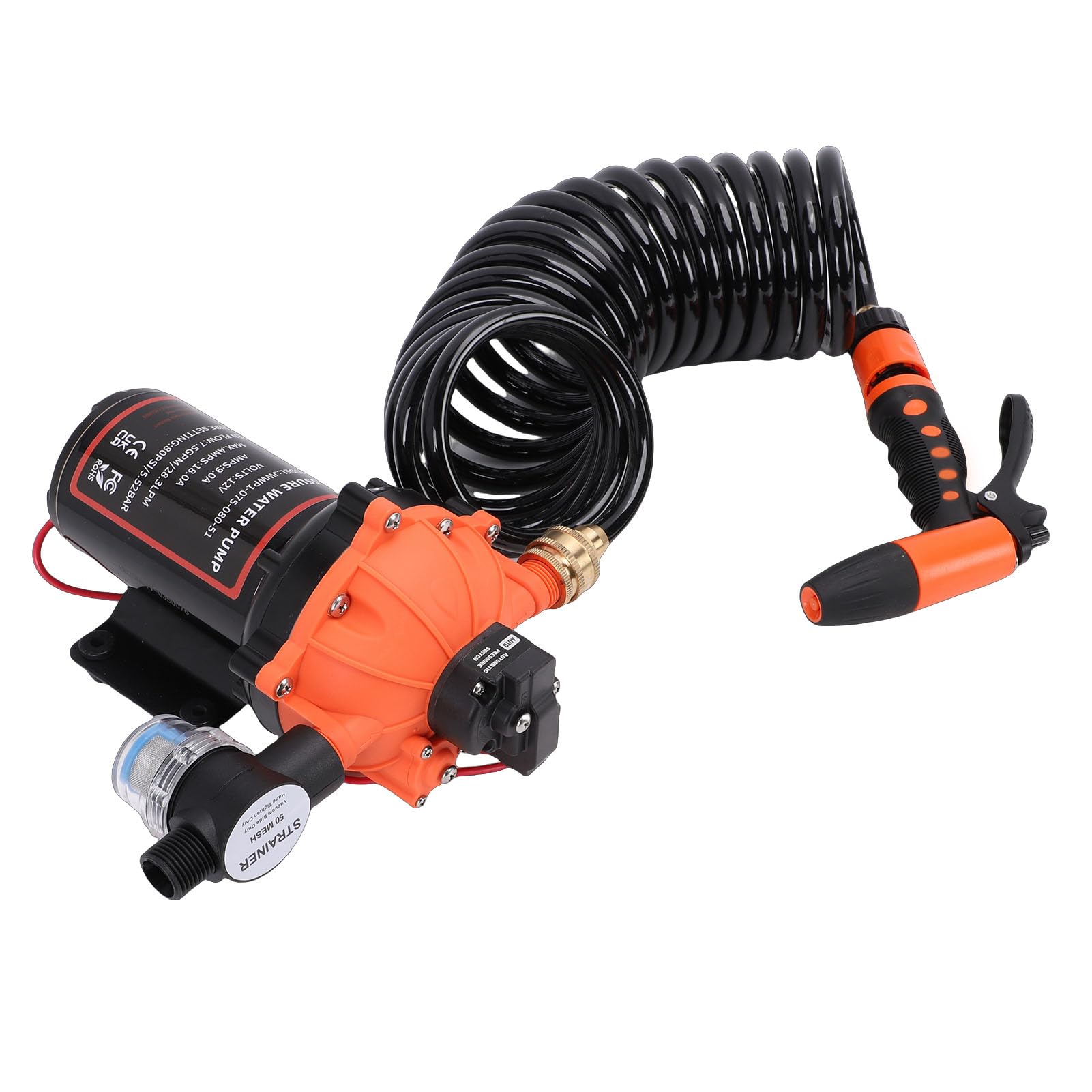 KUIDAMOS Zestaw Pompy do Mycia Pokładu Wydajny 7,5 GPM 80 PSI Wbudowany Filtr do Przyczep Kempingowych do łodzi RV Marine Spray Travel