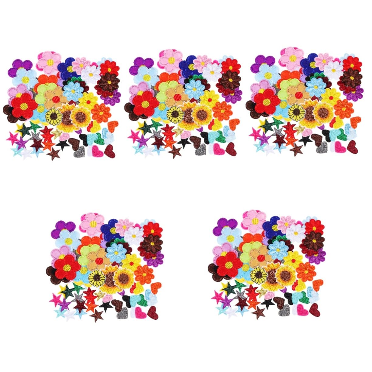Housoutil 5 Set Patch Di Stoffa Ricamato Colorato Applicazione Progetto Cerotti Indumento Patch Per Zaini Stirare Sui Modelli Di Ricamo Toppe Ricamate Con Fiori Filo Da Ricamo 71 Pezzi*5