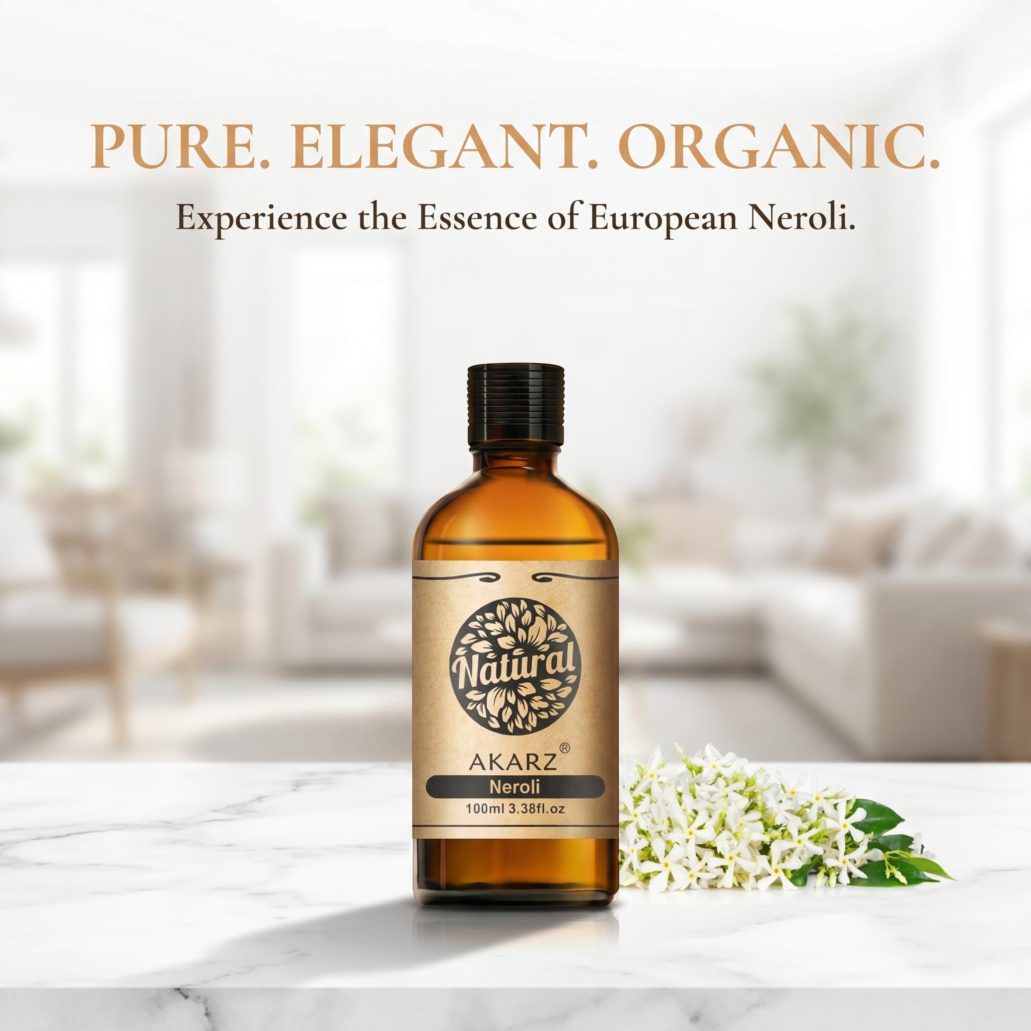 AKARZ 100ml Olejek esencjny z Neroli - Naturalny olejek aromatyczny do dyfuzorów, lamp aromatycznych i aromatów pomieszczeń