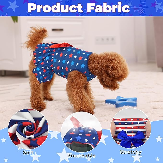 Pack de 2 Vestidos para Perro 4 de Julio Bandera USA Diseño Estrellas miniatura 3
