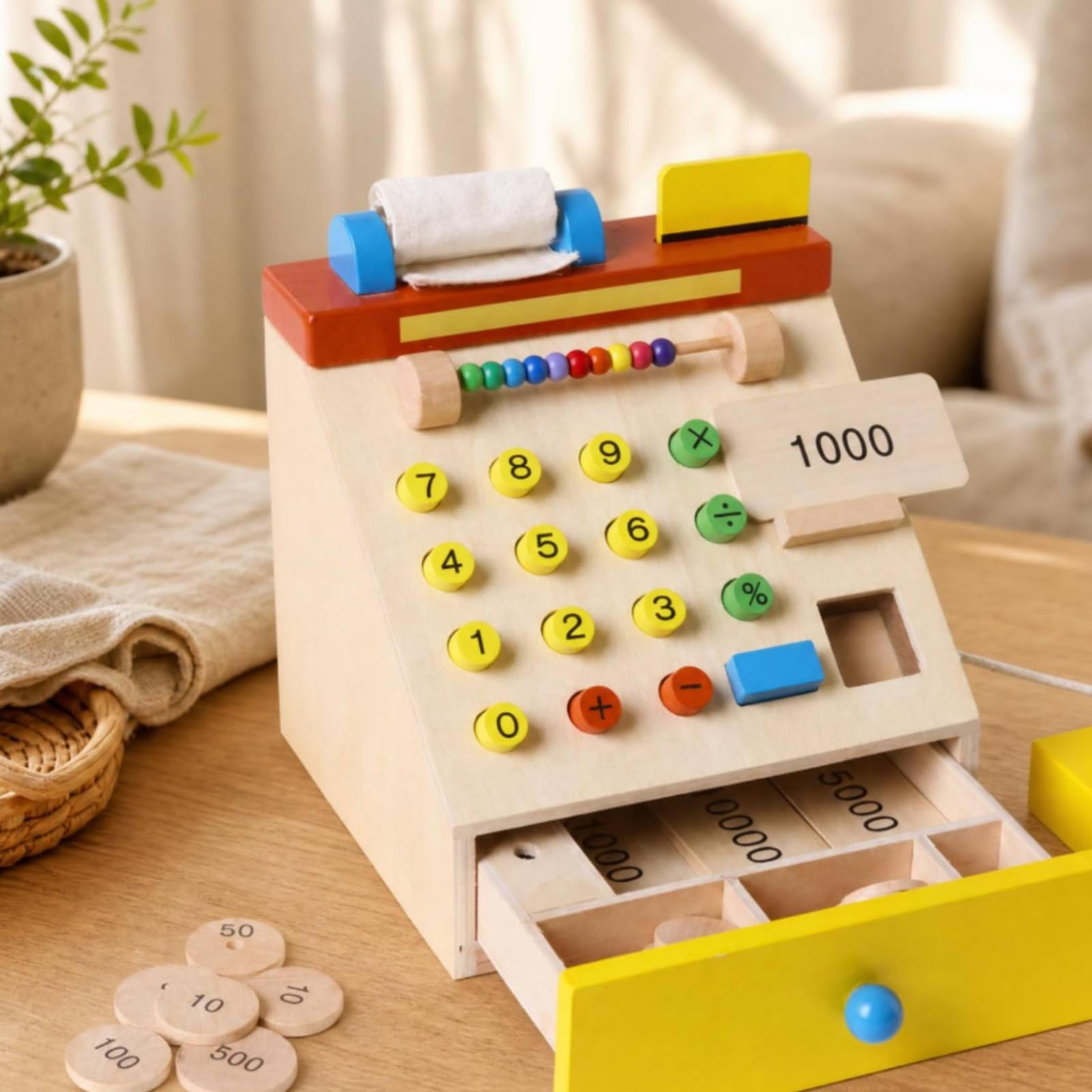 Registratore di Cassa Giocattolo Cassa Giocattolo con Scomparti Educativo per Bambini